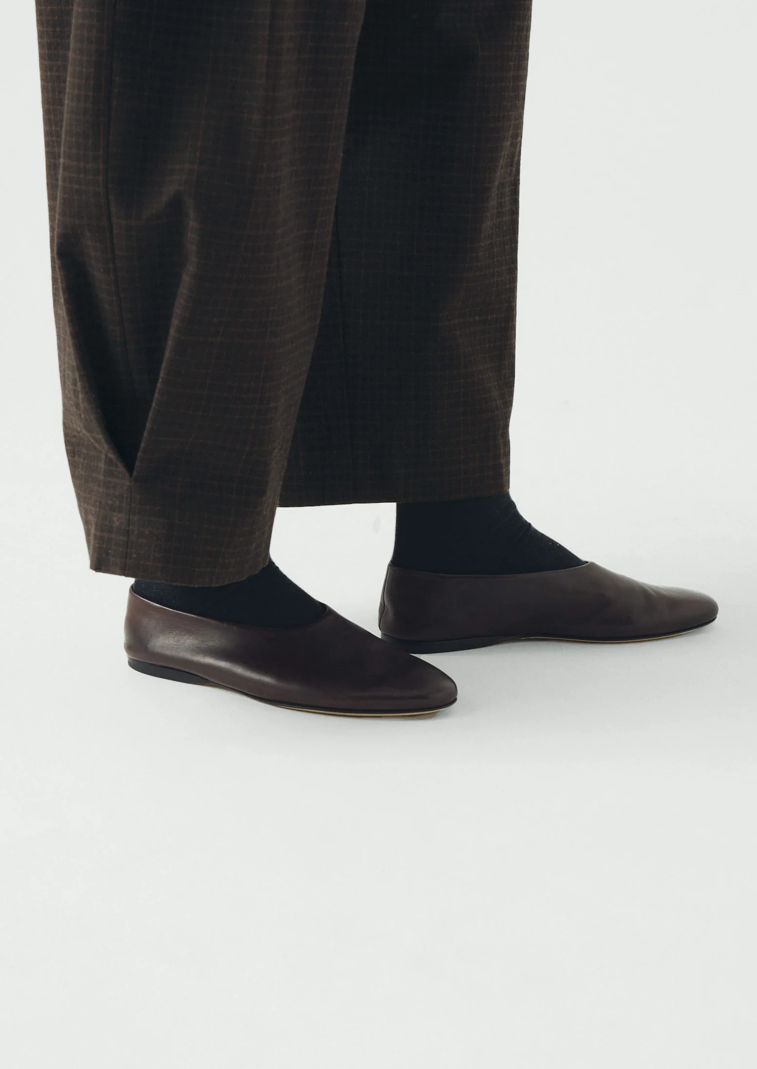 Carys Check Cotton Wool Wide Leg Trousers | Slate - Image 6