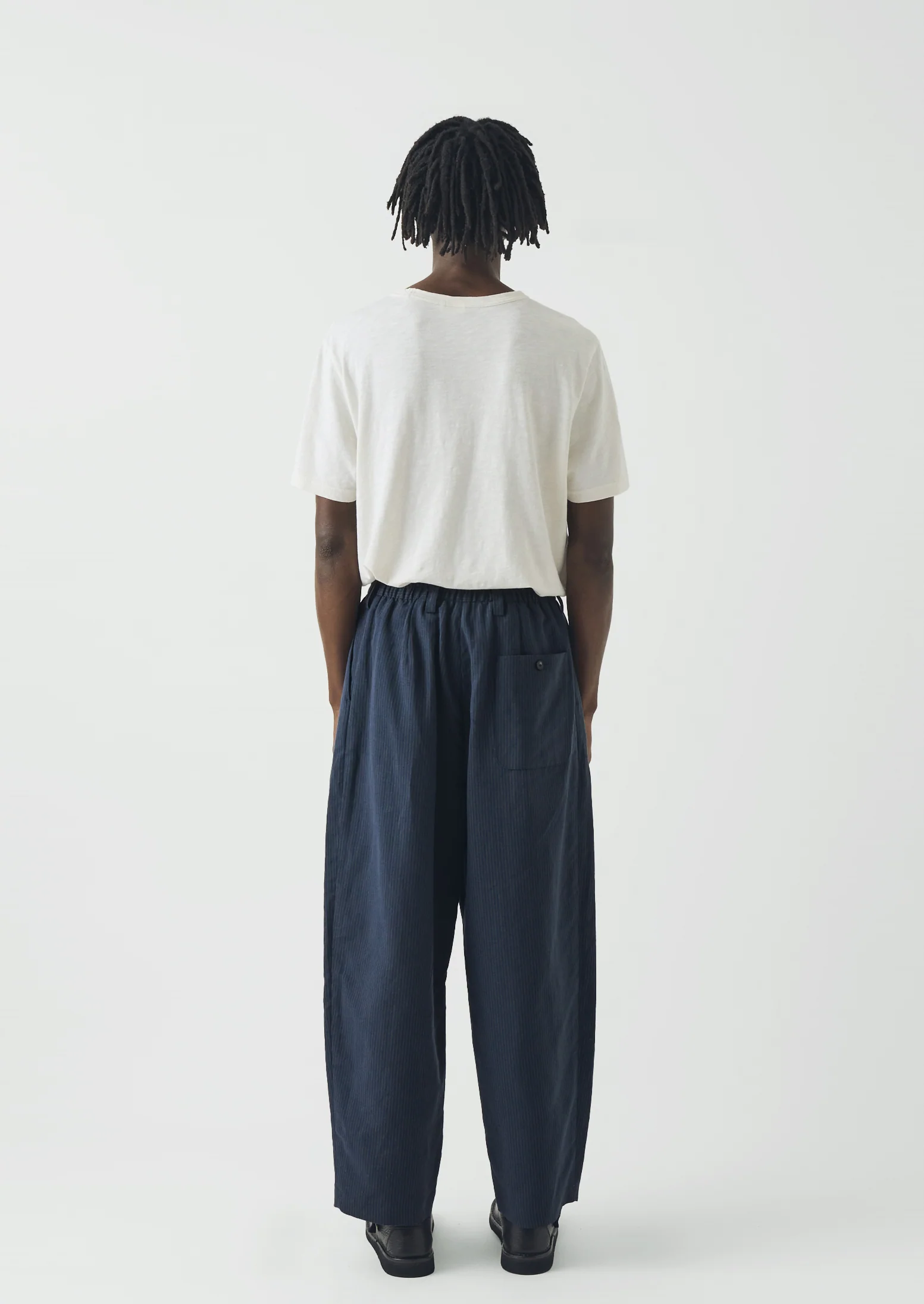 Caspar Stripe Pleat Trousers | Navy/Fawn - Image 5