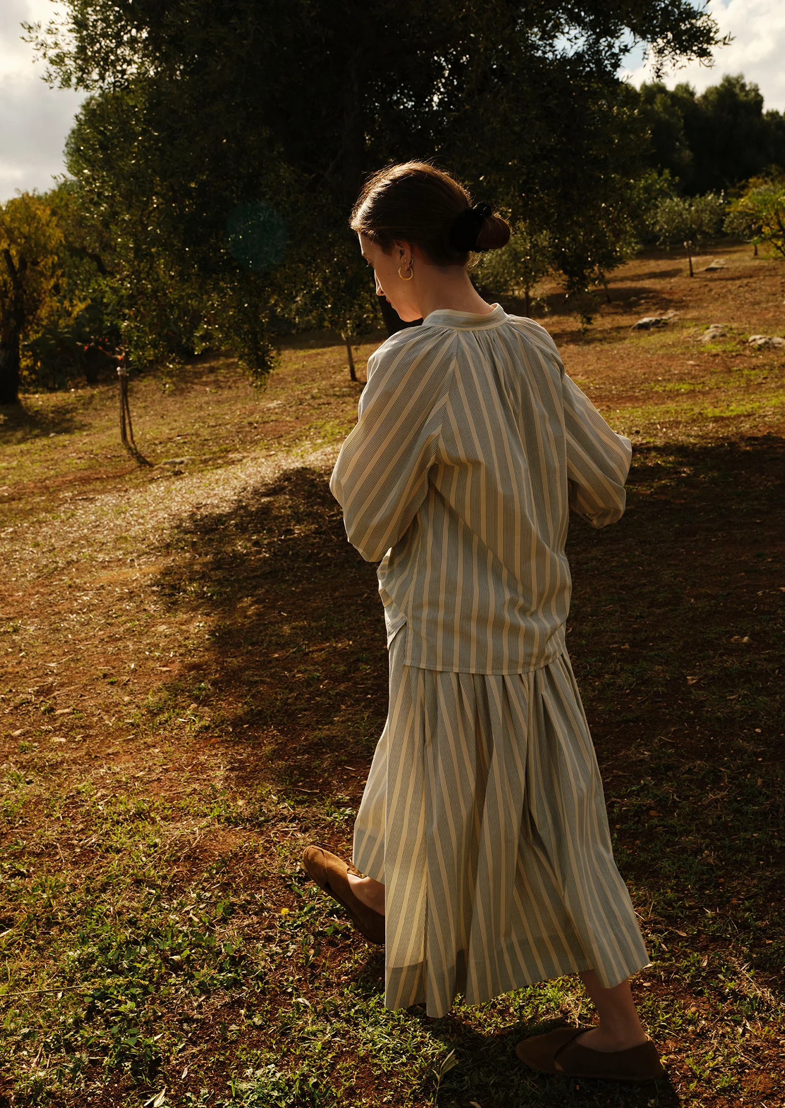 Catrin Cotton Striped Shirt | Ecru/Blue - Image 5