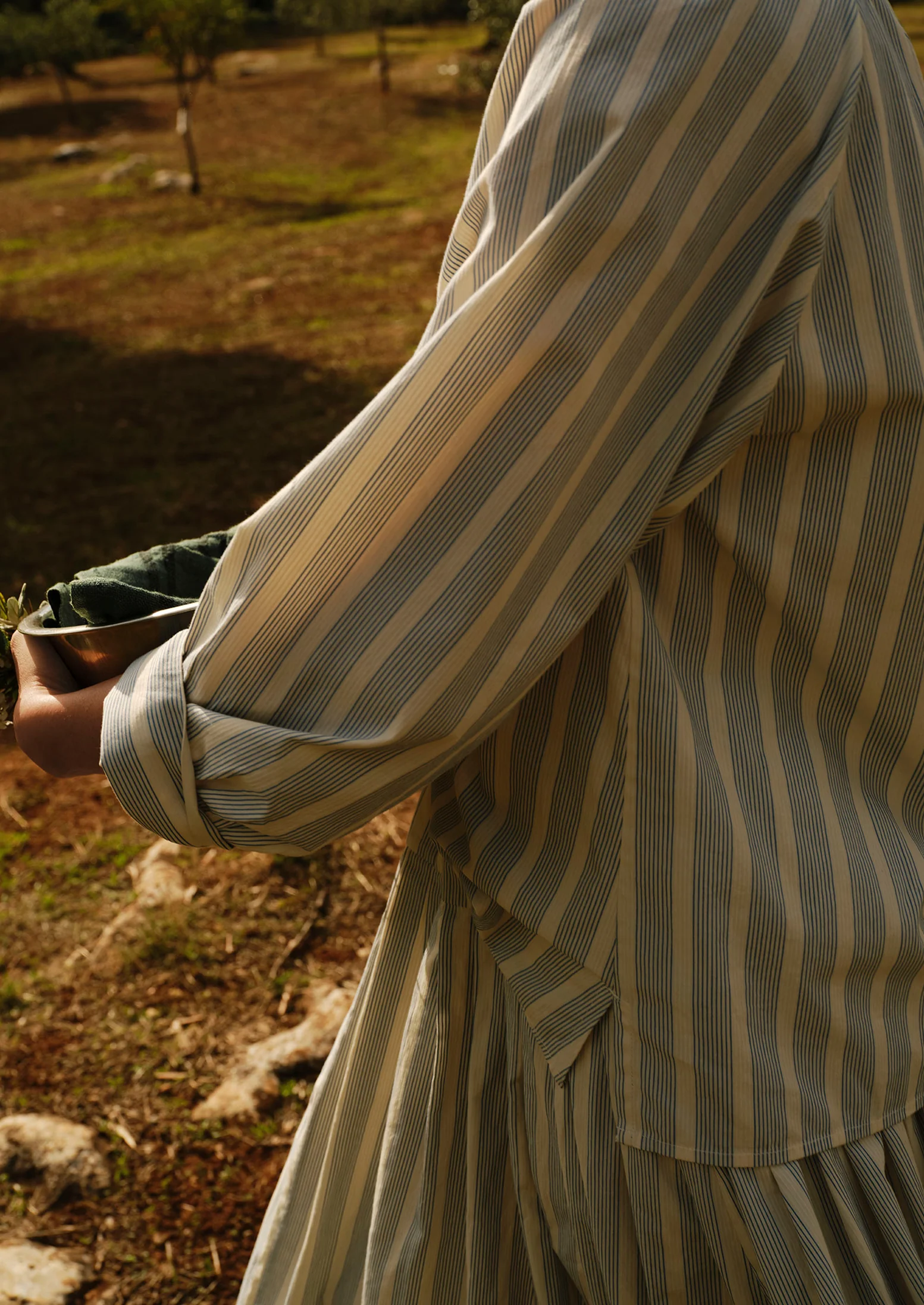 Catrin Cotton Striped Shirt | Ecru/Blue - Image 6