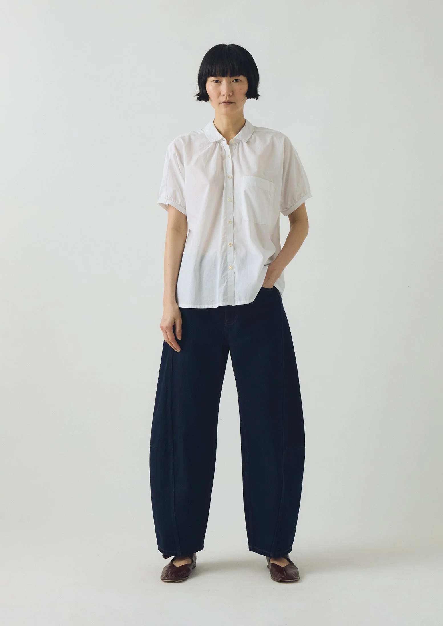Cecily Gathered Cotton Shirt | White - Image 3