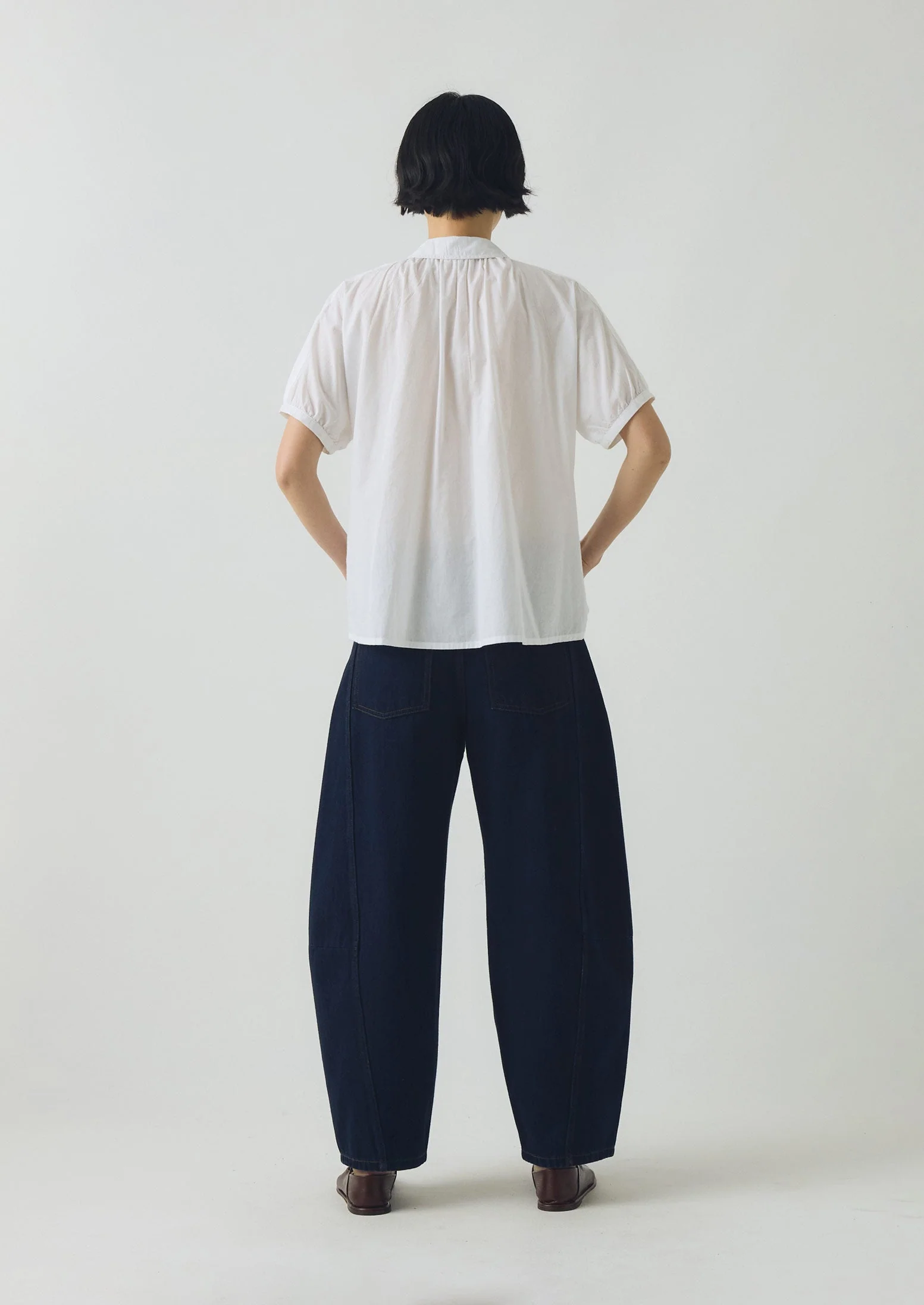 Cecily Gathered Cotton Shirt | White - Image 4