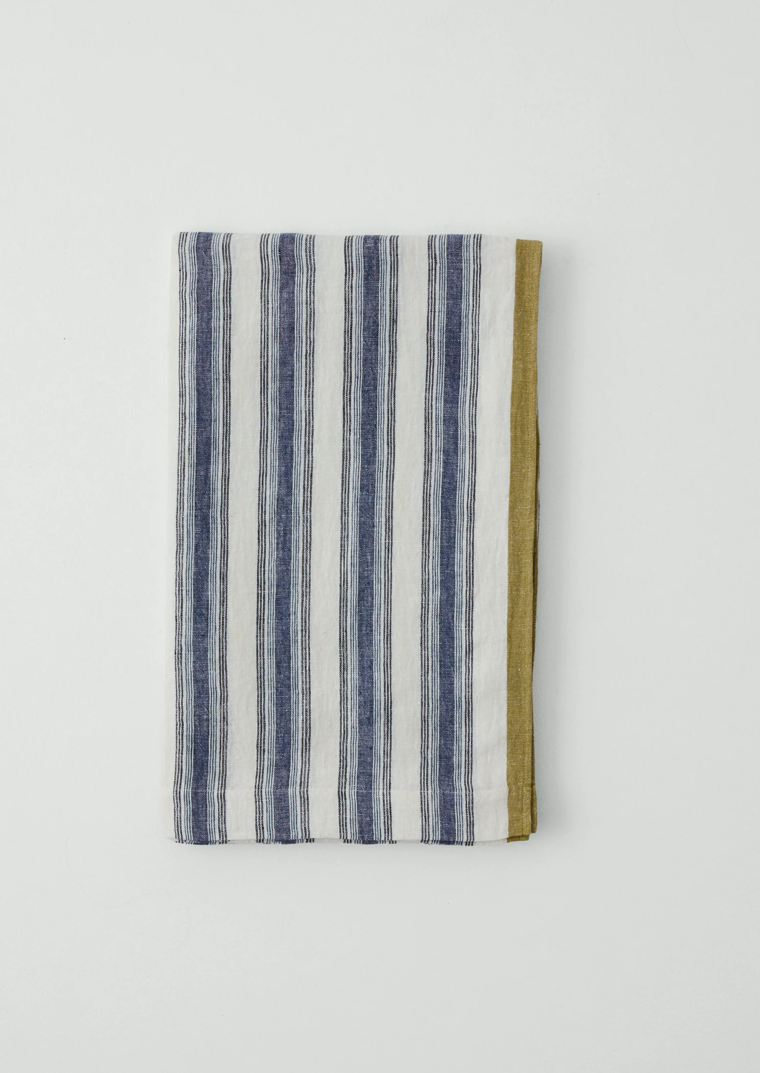 Chef Stripe Linen Tablecloth | Ecru/Multi Blue