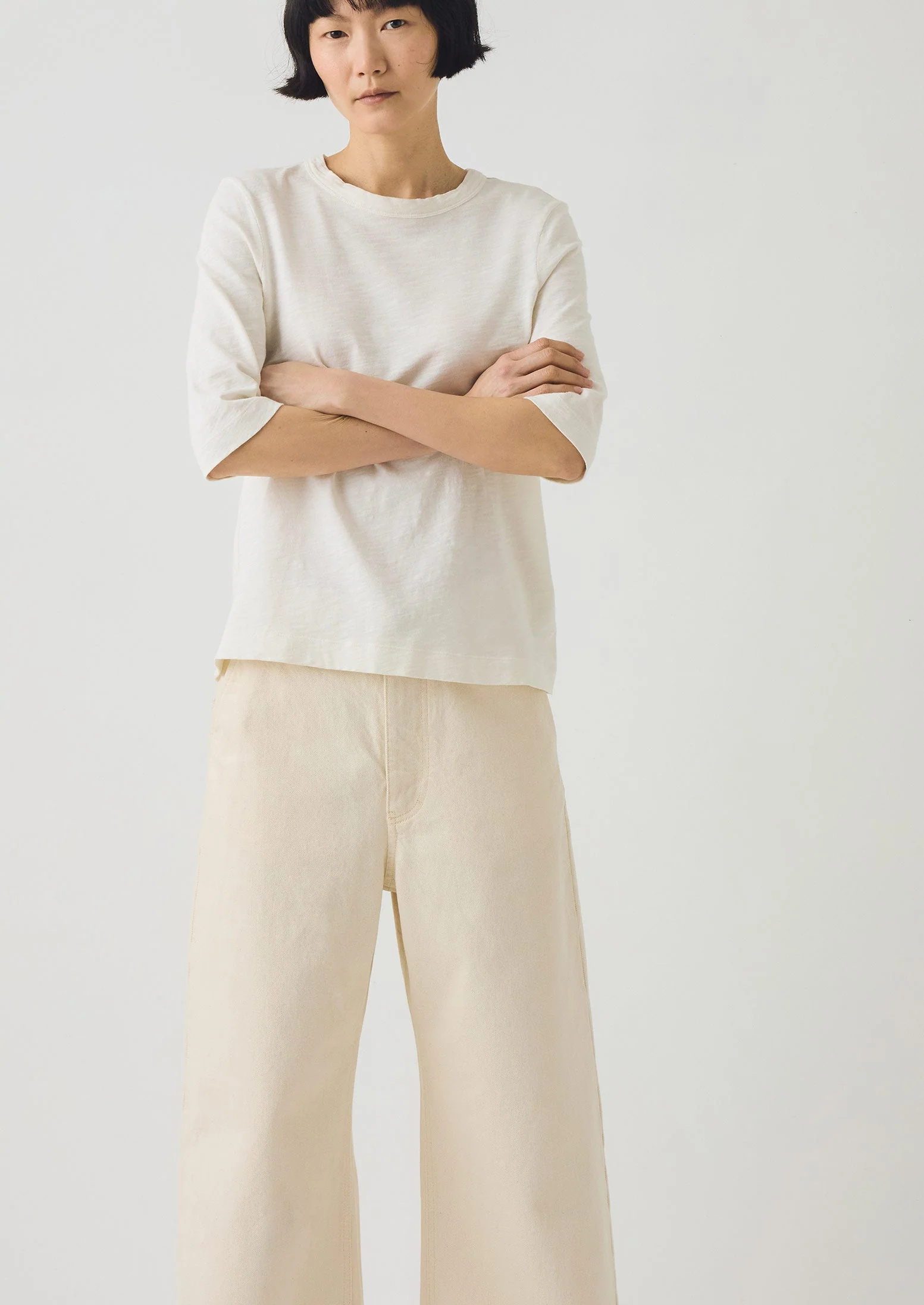 Cleo Garment Dyed Organic Cotton Tee | Chalk - Image 2