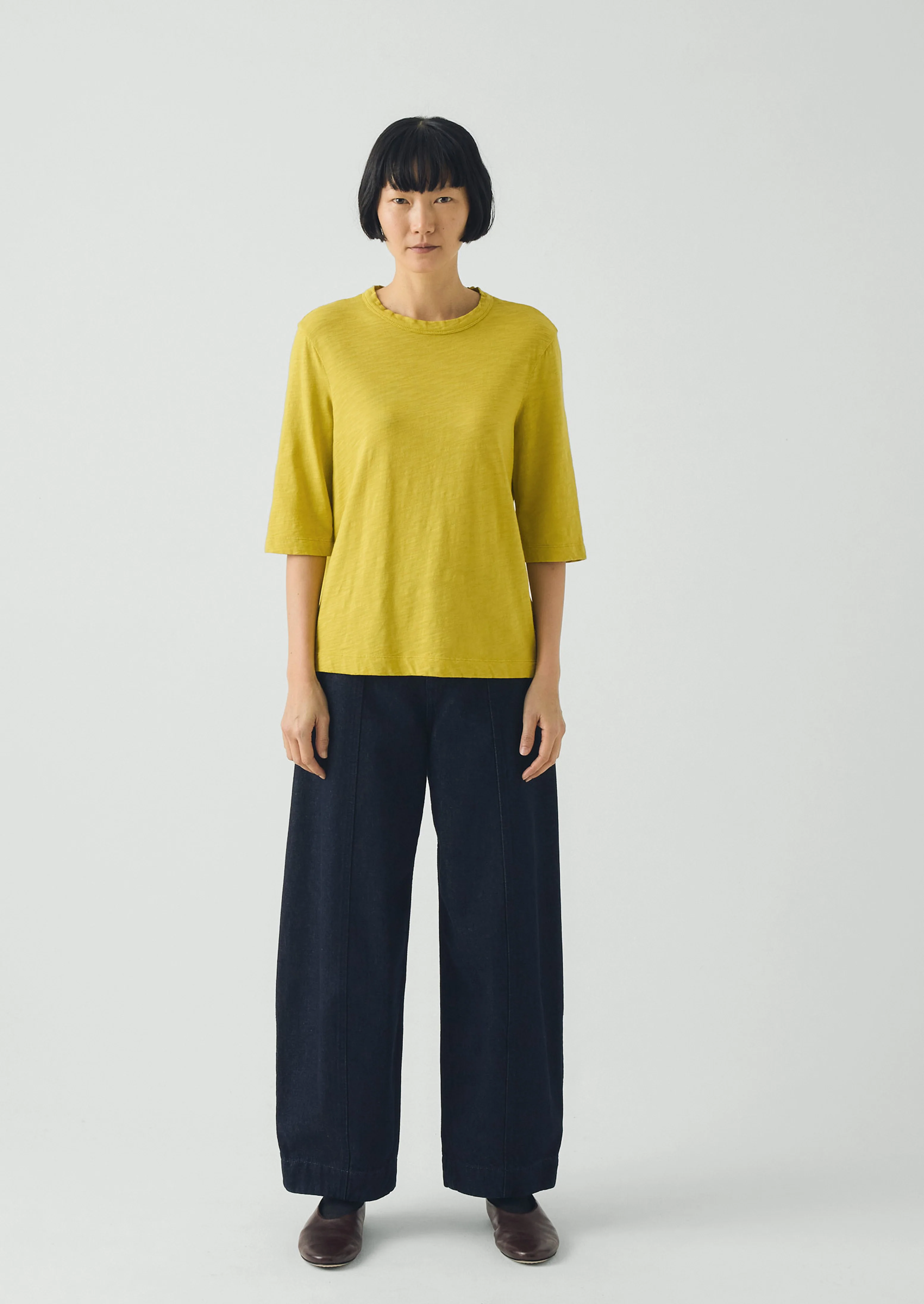 Cleo Garment Dyed Organic Cotton Tee | Chartreuse - Image 3