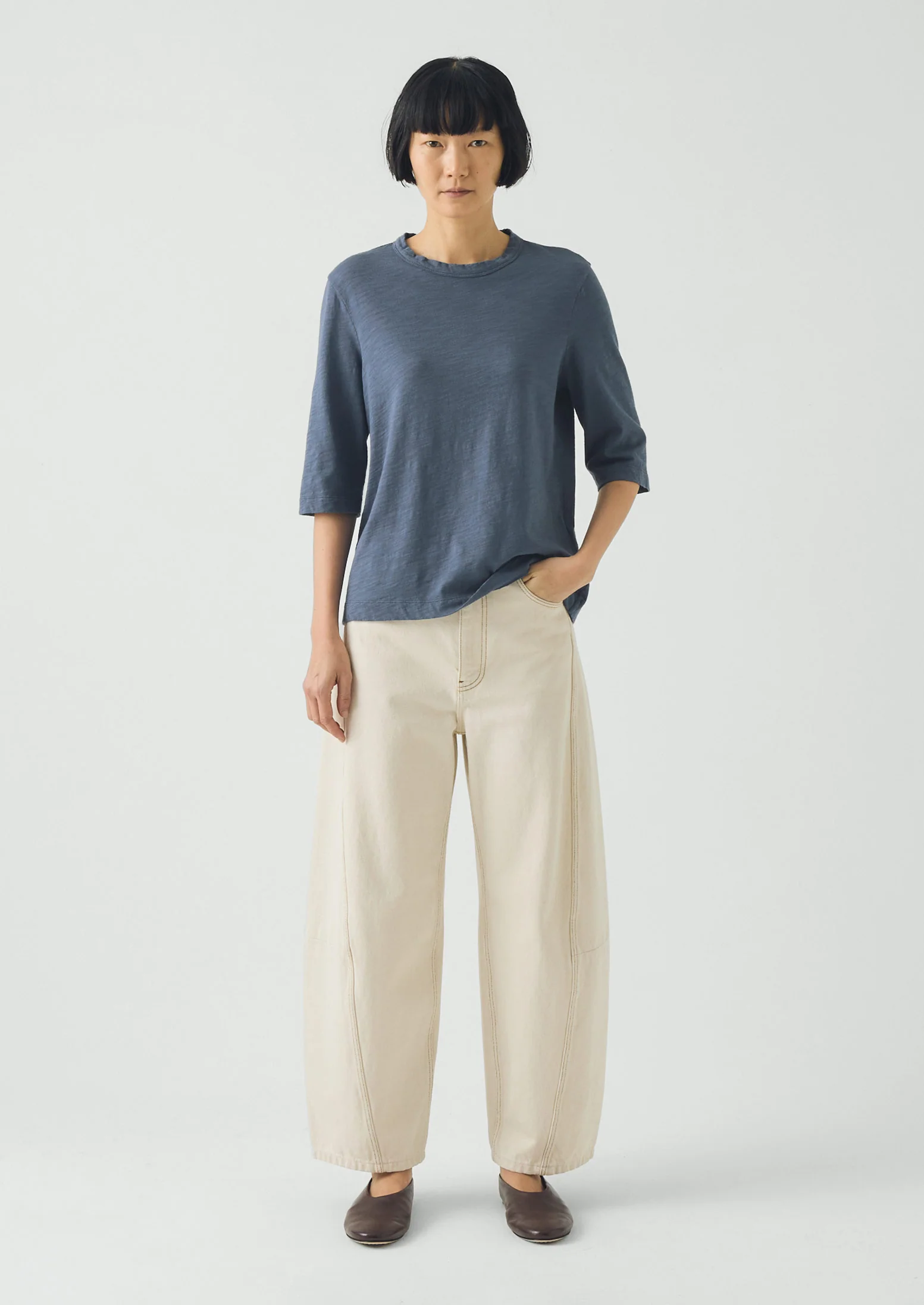 Cleo Garment Dyed Organic Cotton Tee | Mazarine Blue - Image 2