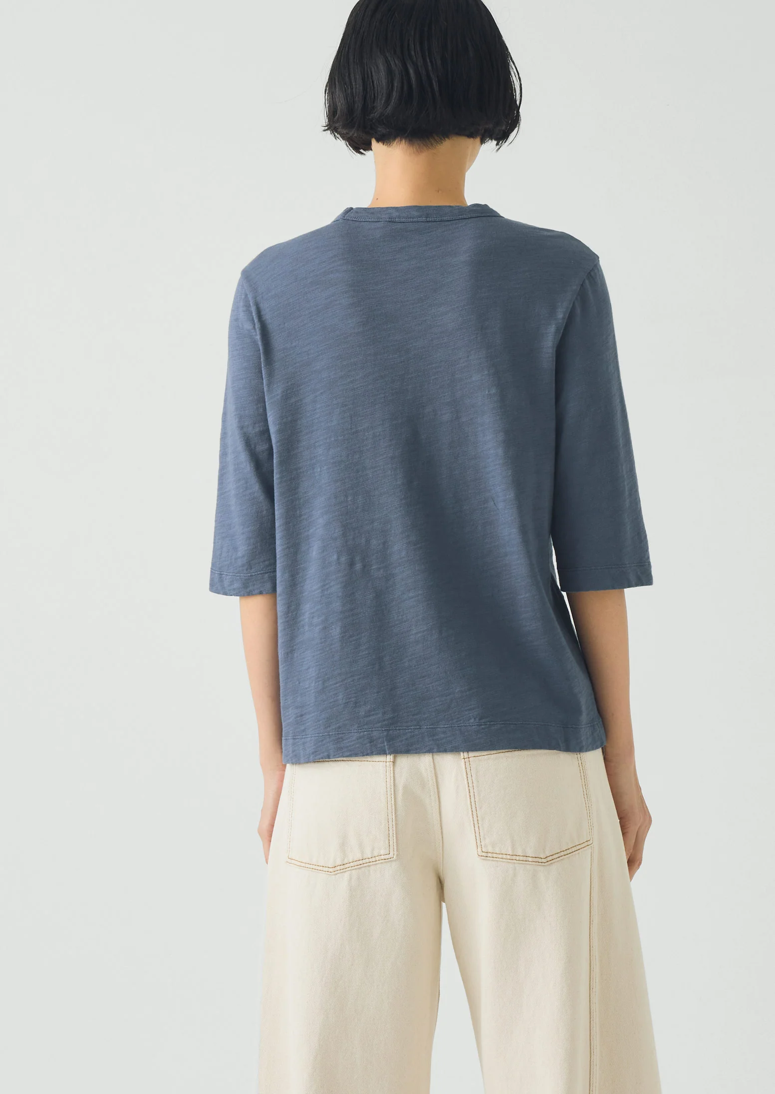 Cleo Garment Dyed Organic Cotton Tee | Mazarine Blue - Image 3
