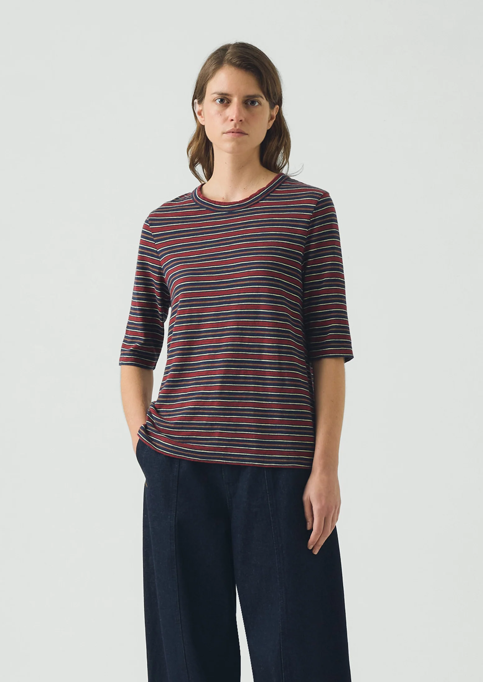 Cleo Stripe Cotton Tee | Provencal Blue/Multi - Image 2