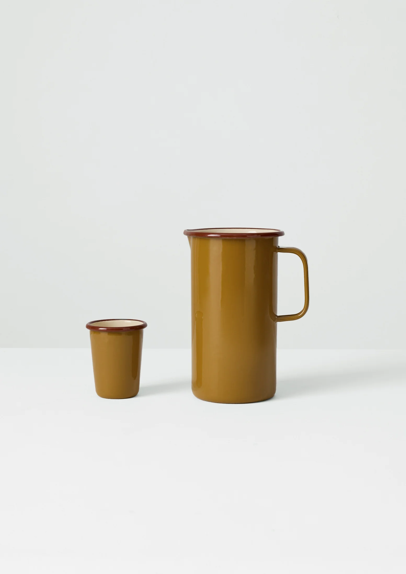 Contrast Rim Enamel Cup | Ochre/Chestnut - Image 4
