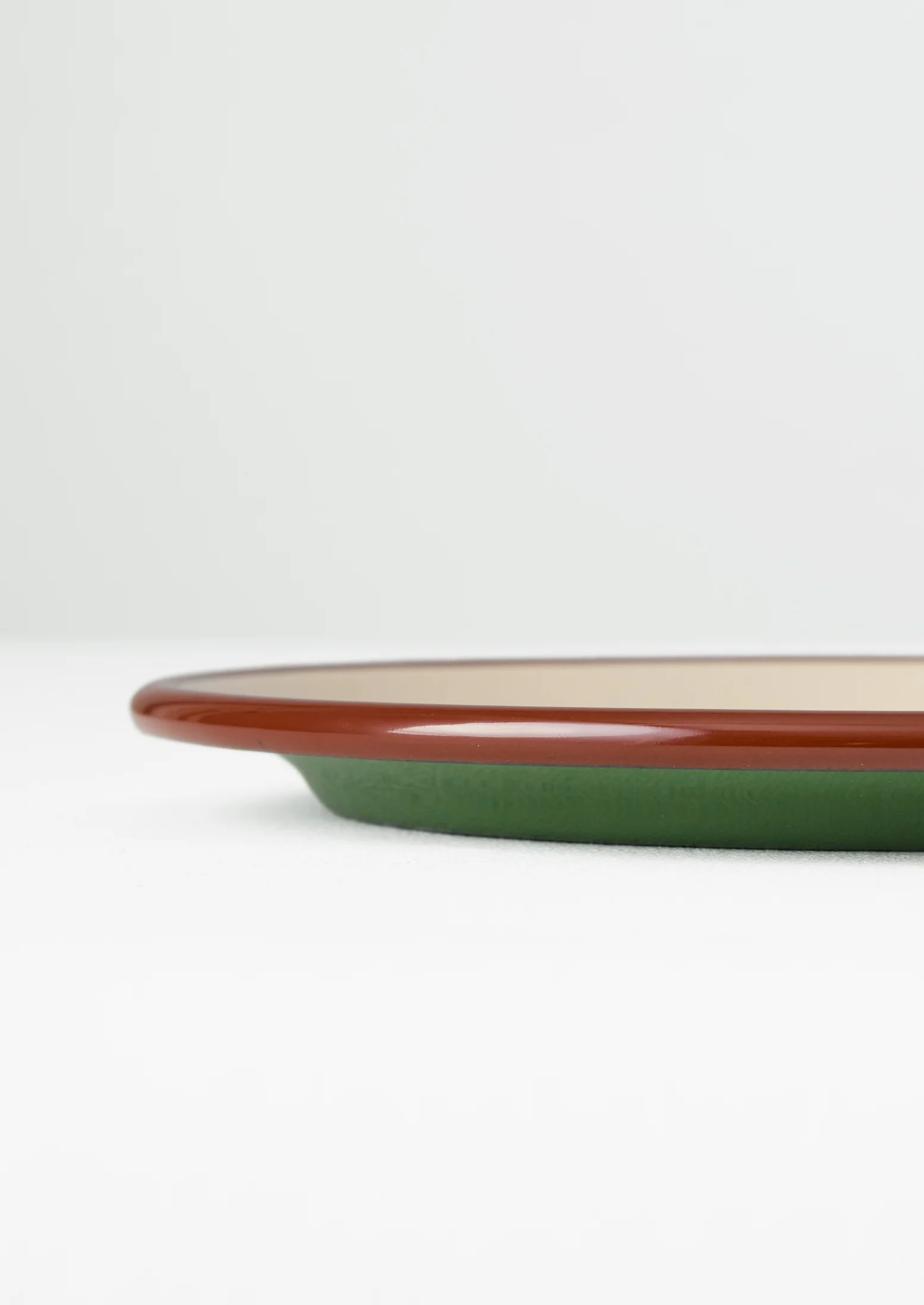 Contrast Rim Enamel Dinner Plate | Mint/Chestnut - Image 3