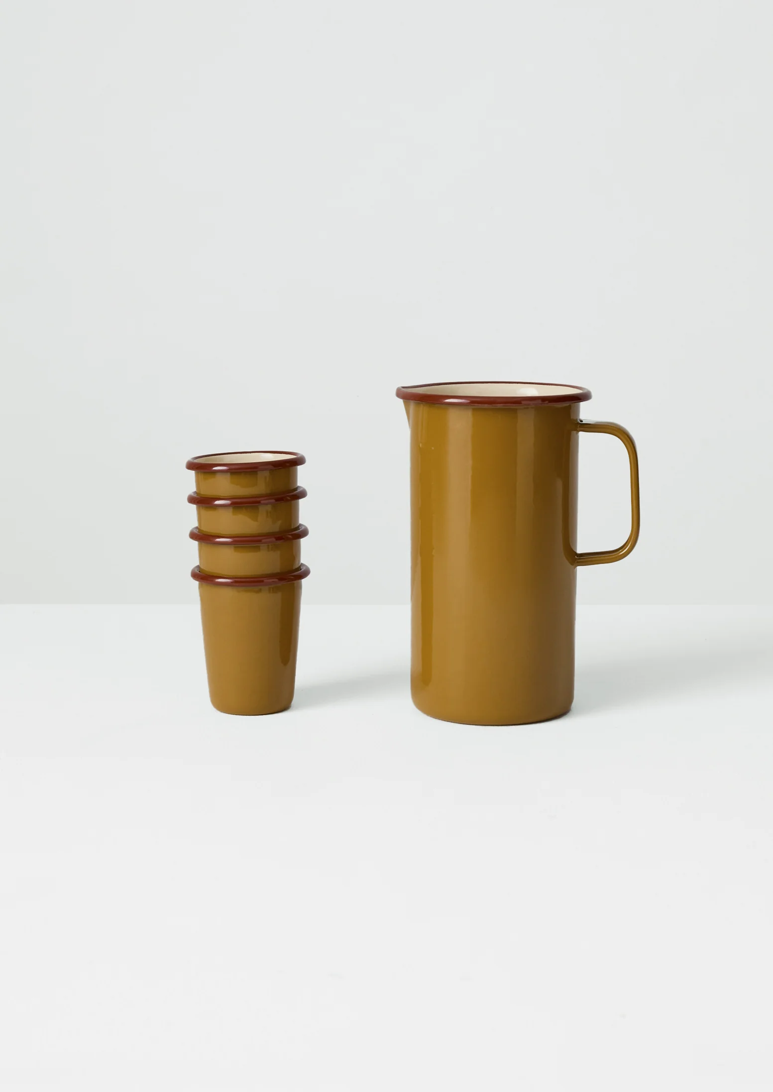 Contrast Rim Enamel Jug | Ochre/Chestnut - Image 4