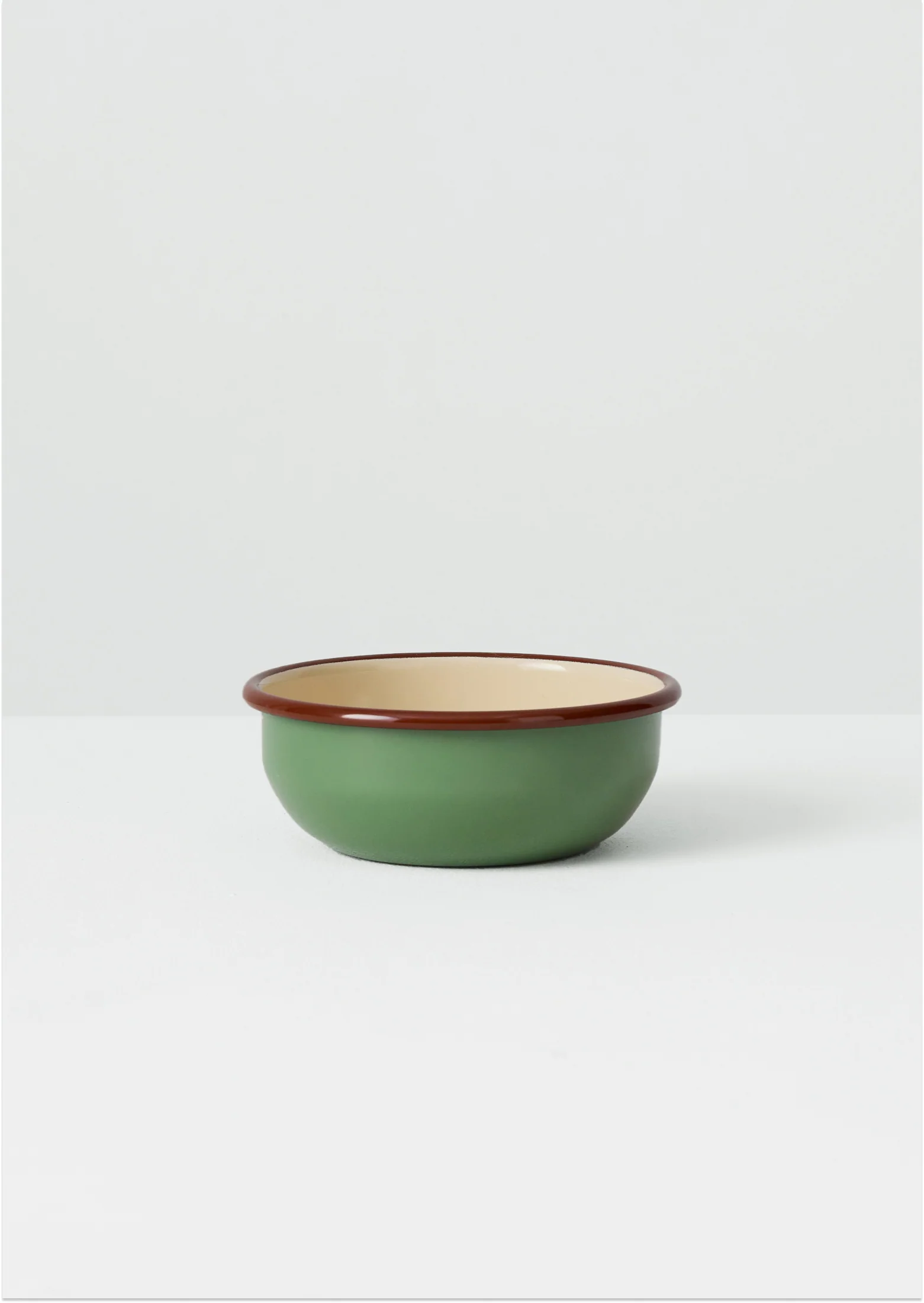 Contrast Rim Enamel Picnic Bowl | Mint/Chestnut
