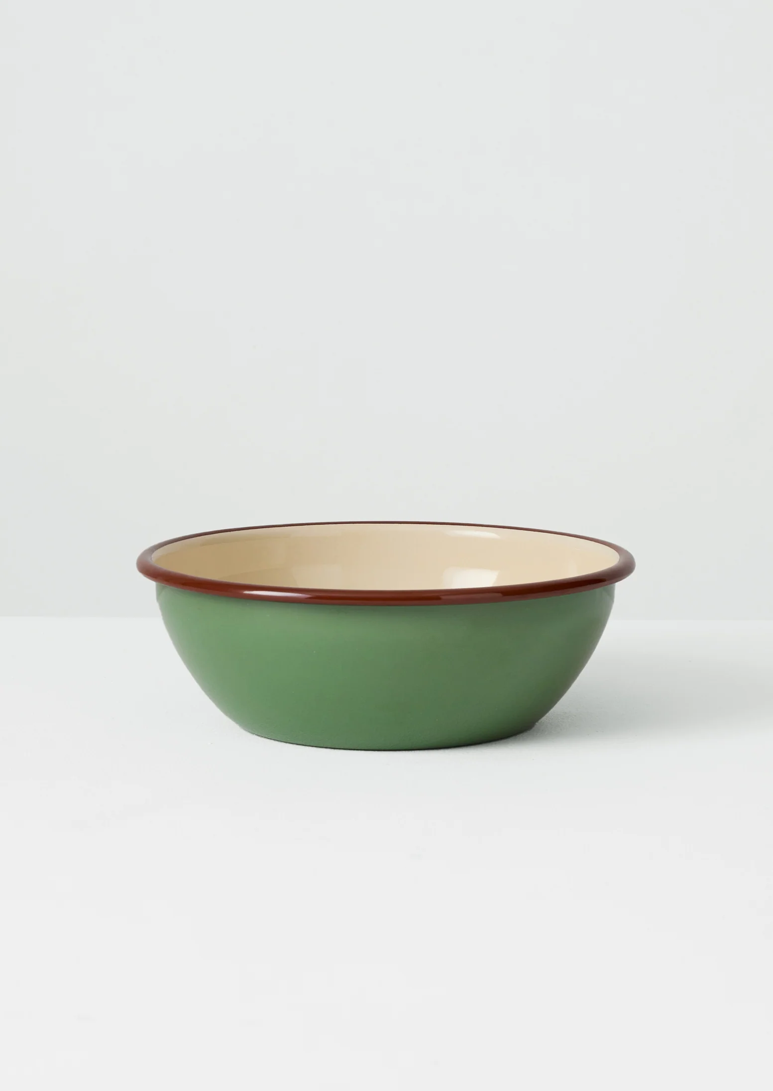 Contrast Rim Enamel Salad Bowl | Mint/Chestnut