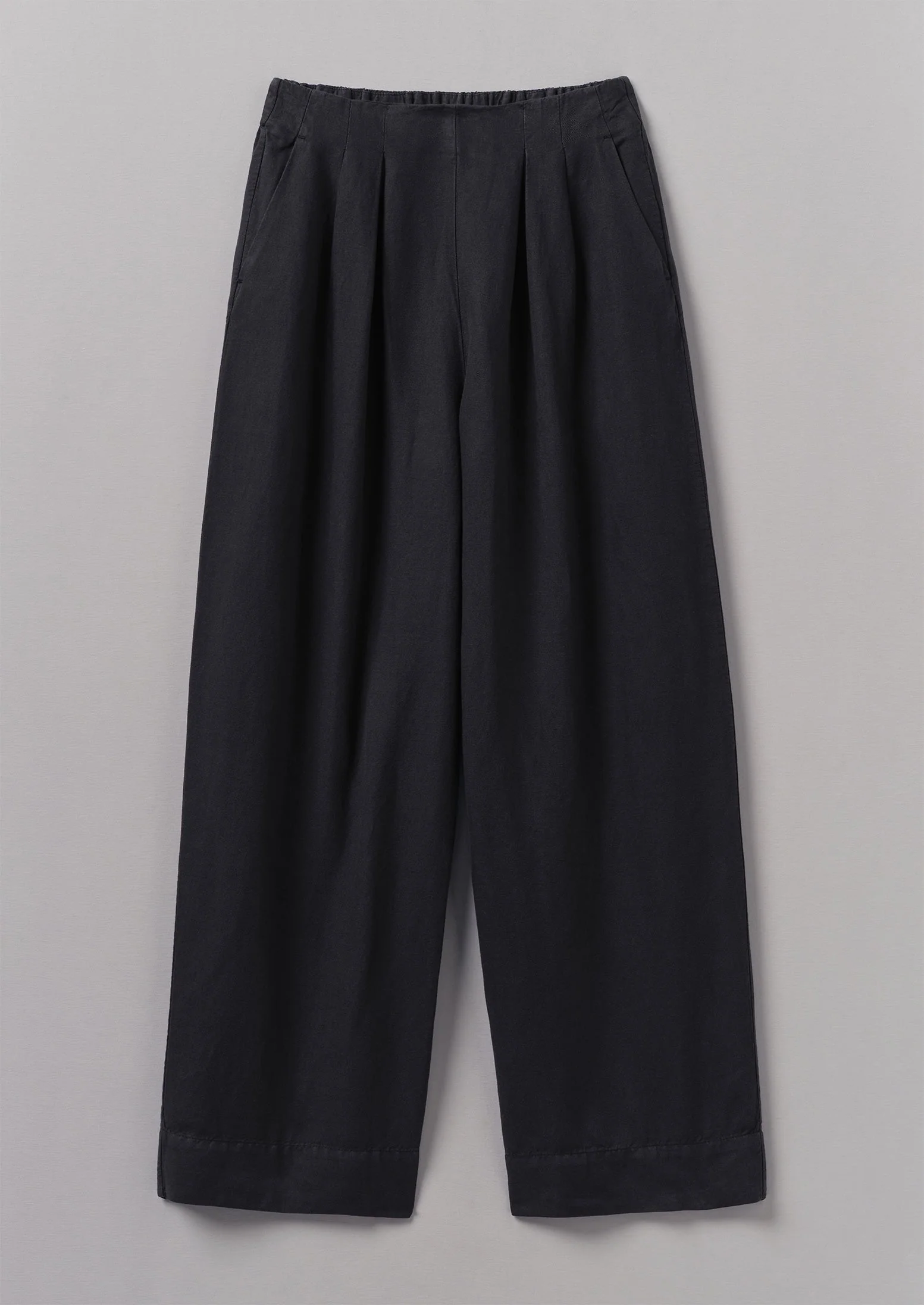 Corinne Cotton Linen Wide Leg Trousers | Slate Navy