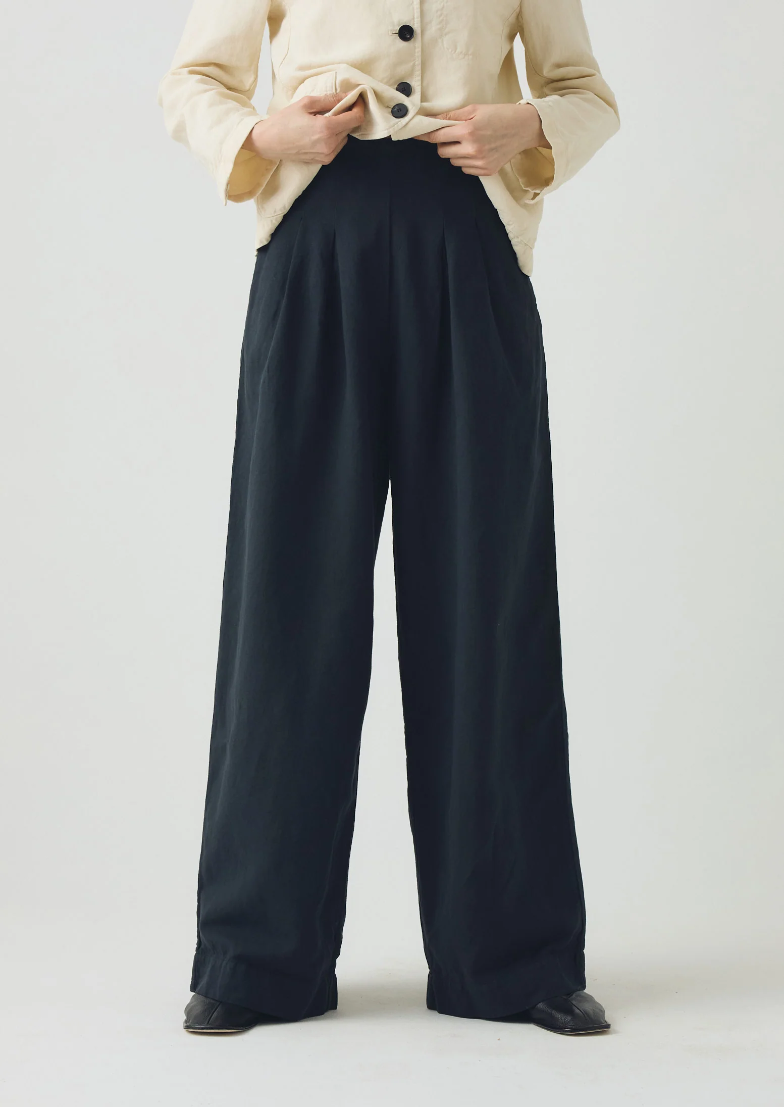 Corinne Cotton Linen Wide Leg Trousers | Slate Navy - Image 2