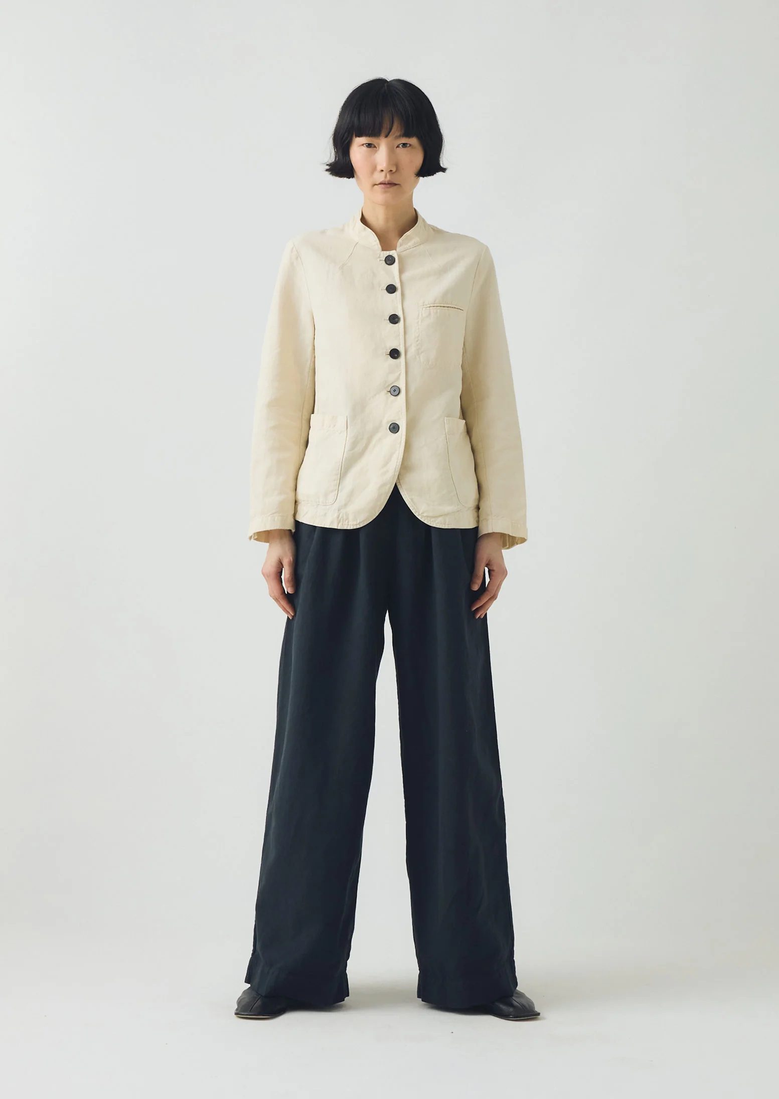 Corinne Cotton Linen Wide Leg Trousers | Slate Navy - Image 3
