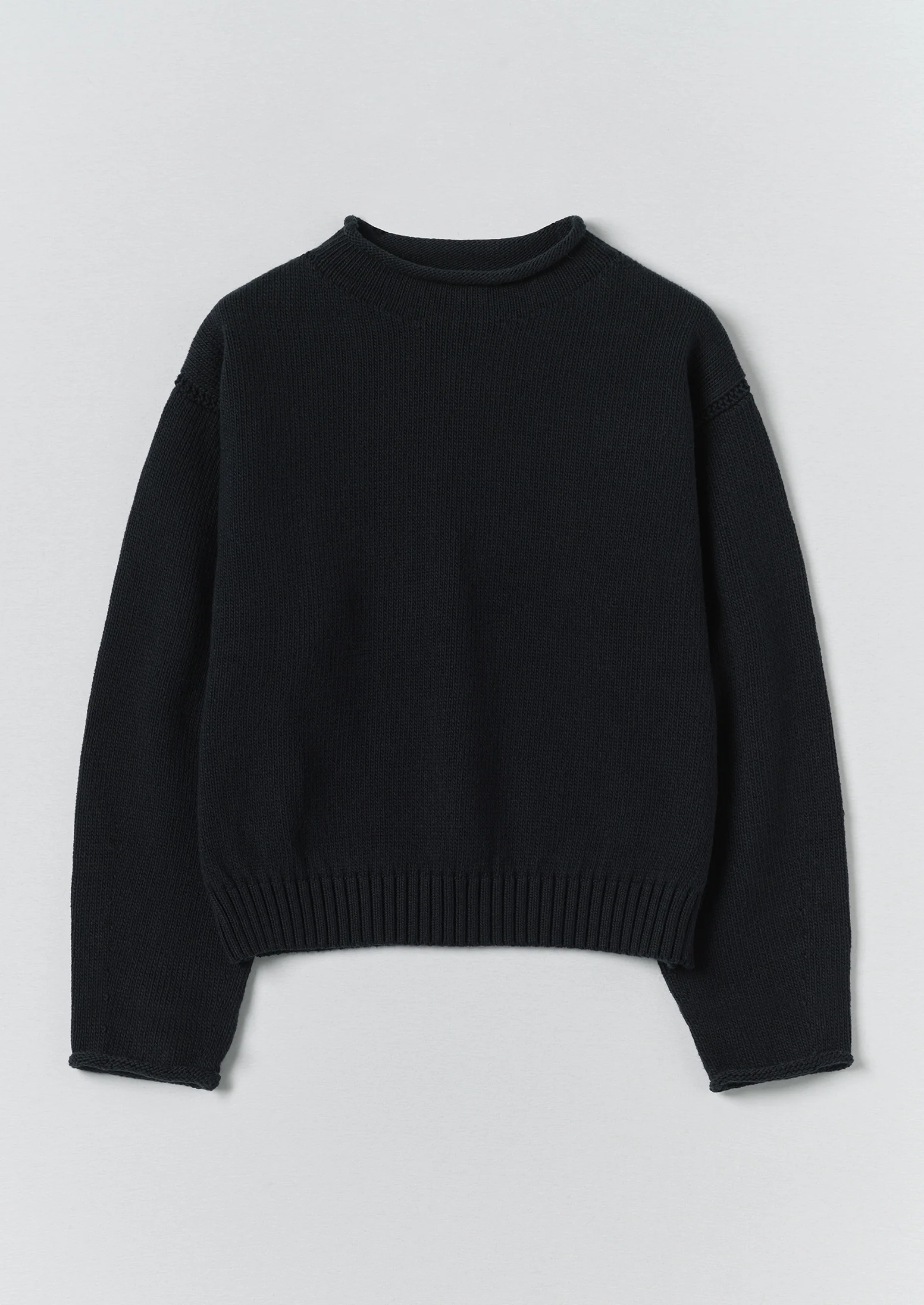 Cotton High Neck Sweater | Dark Navy
