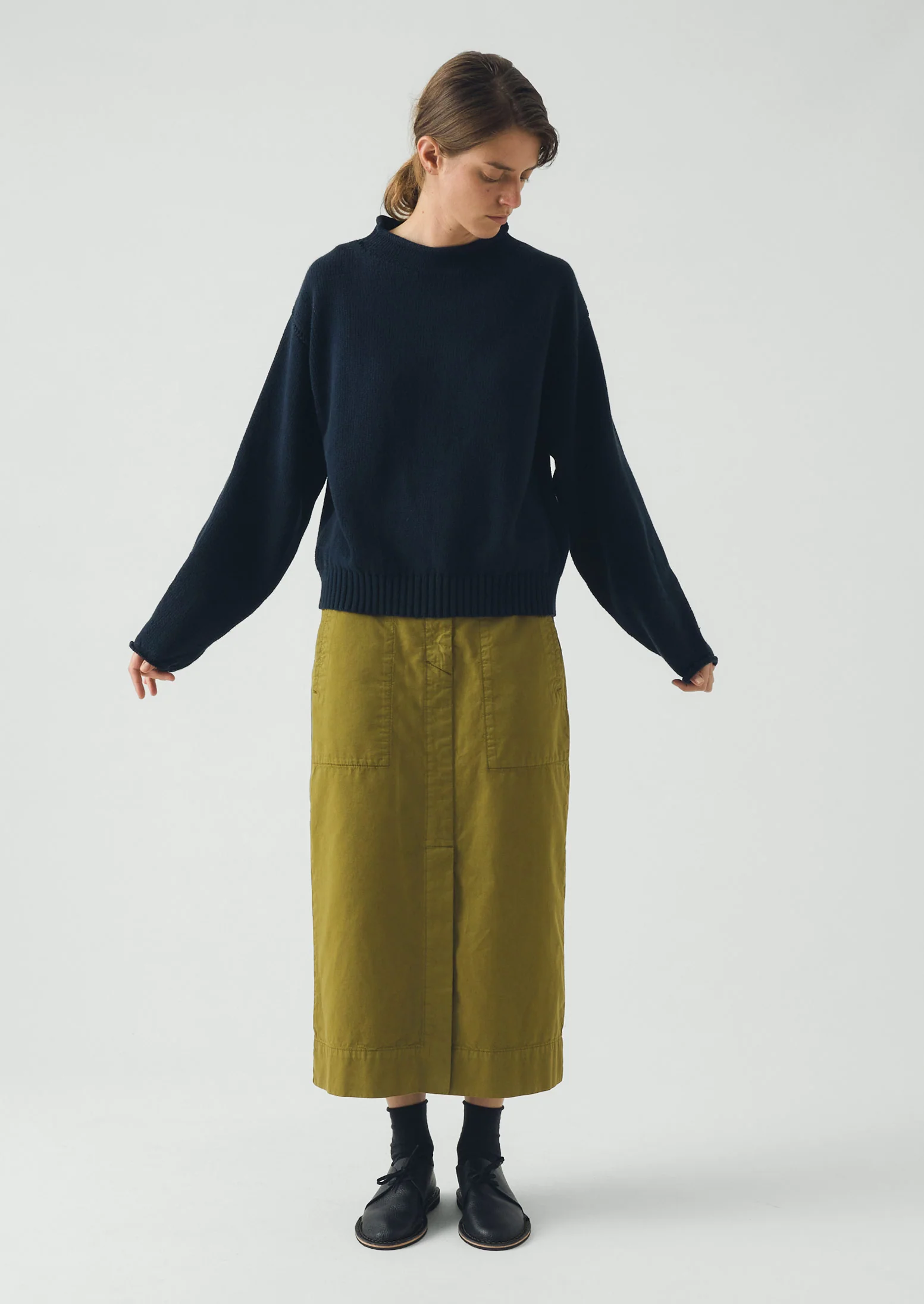 Cotton High Neck Sweater | Dark Navy - Image 2