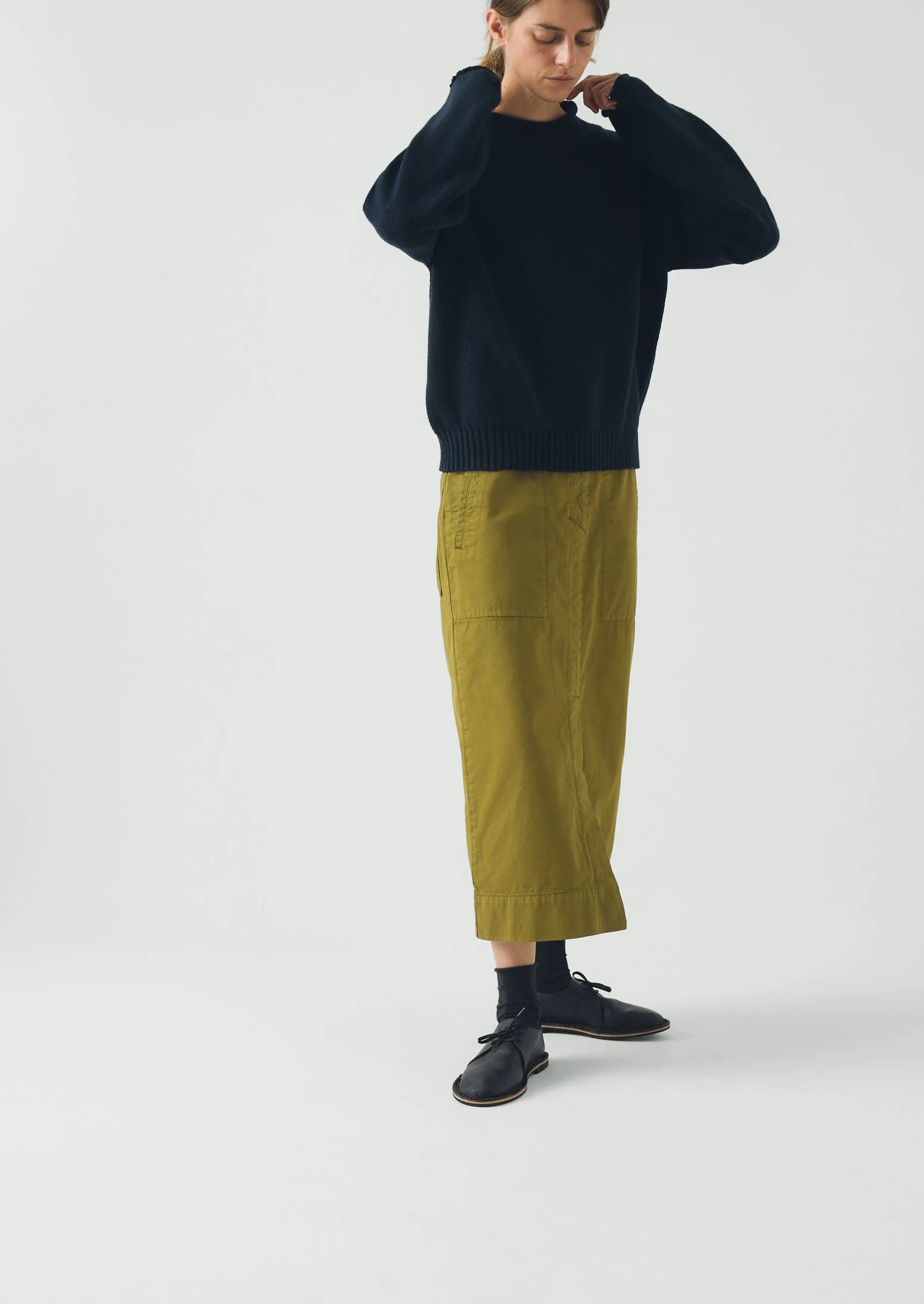 Cotton High Neck Sweater | Dark Navy - Image 4
