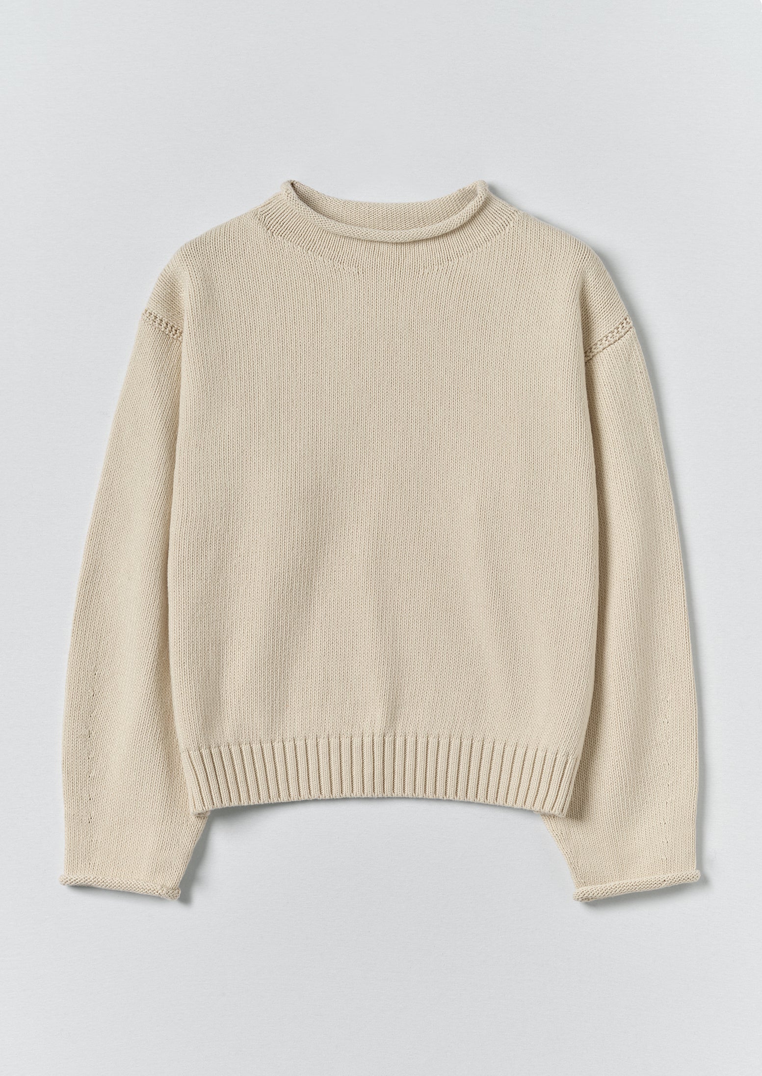 Cotton High Neck Sweater | Putty