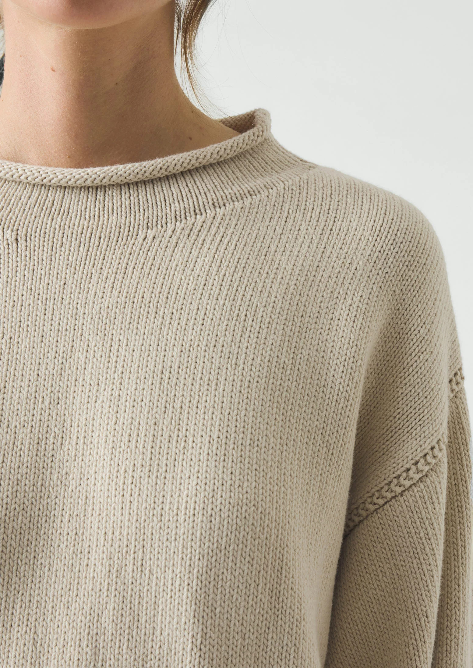 Cotton High Neck Sweater | Putty - Image 3