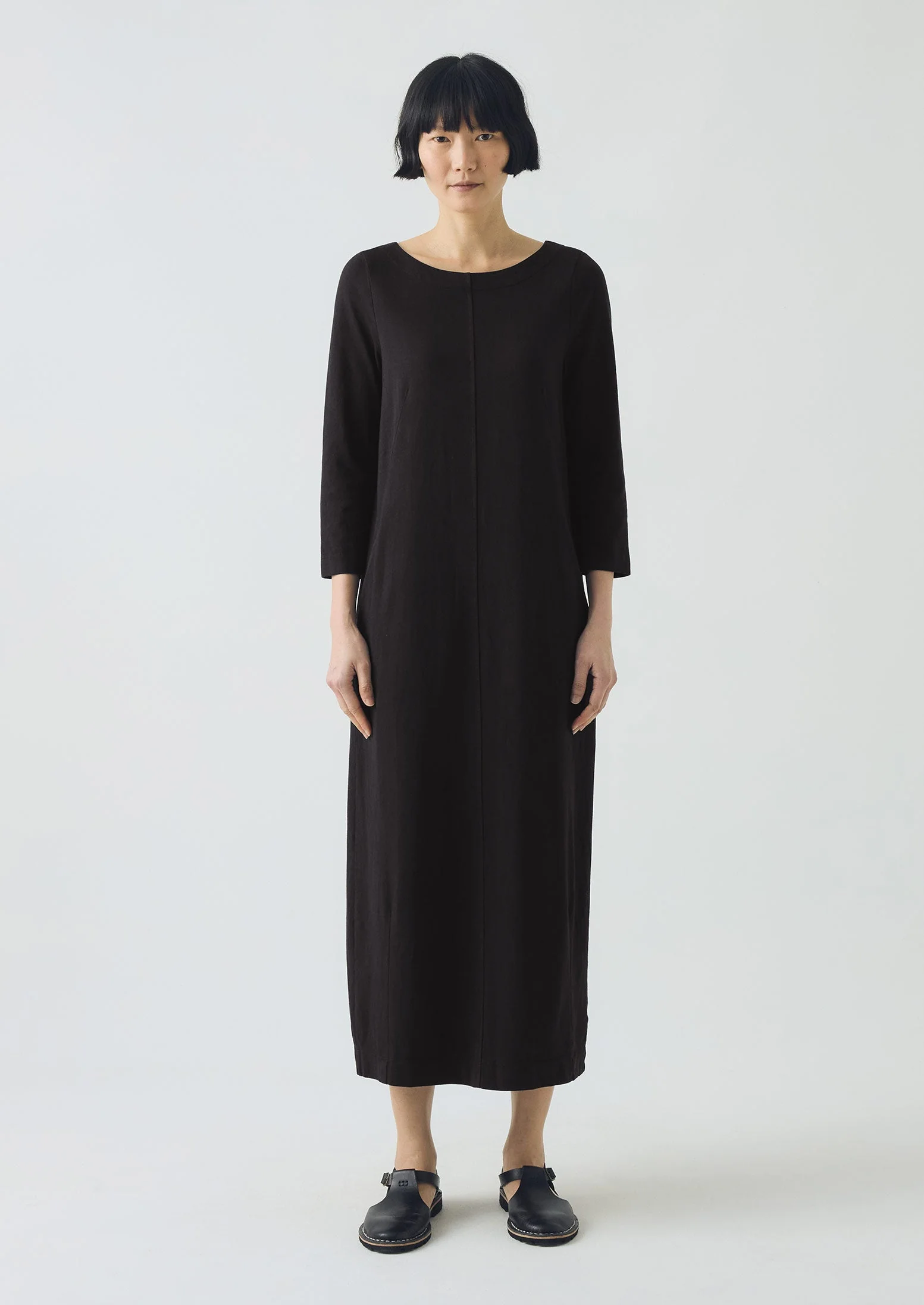 Cotton Jersey Shift Dress | Washed Black - Image 3