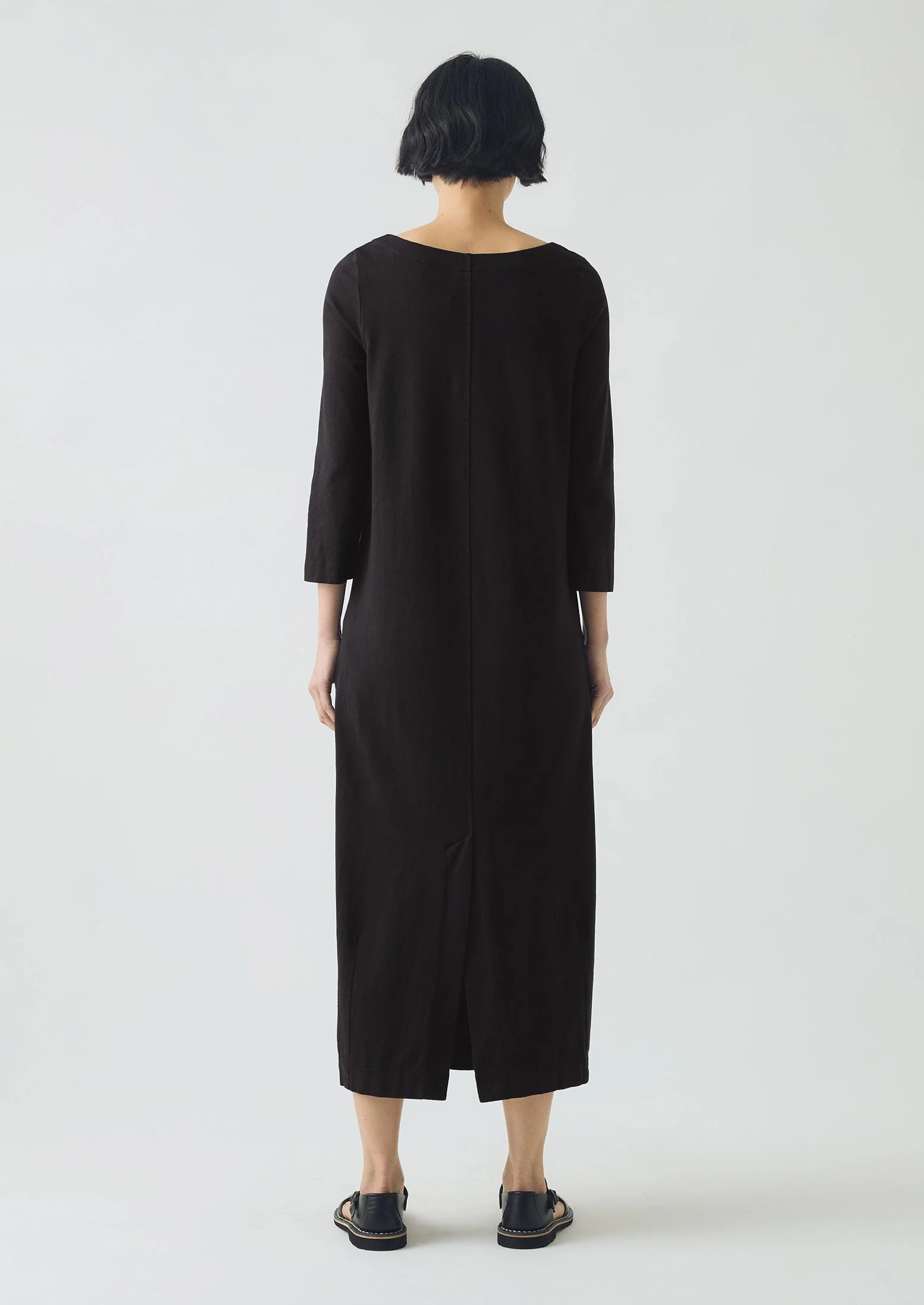 Cotton Jersey Shift Dress | Washed Black - Image 4