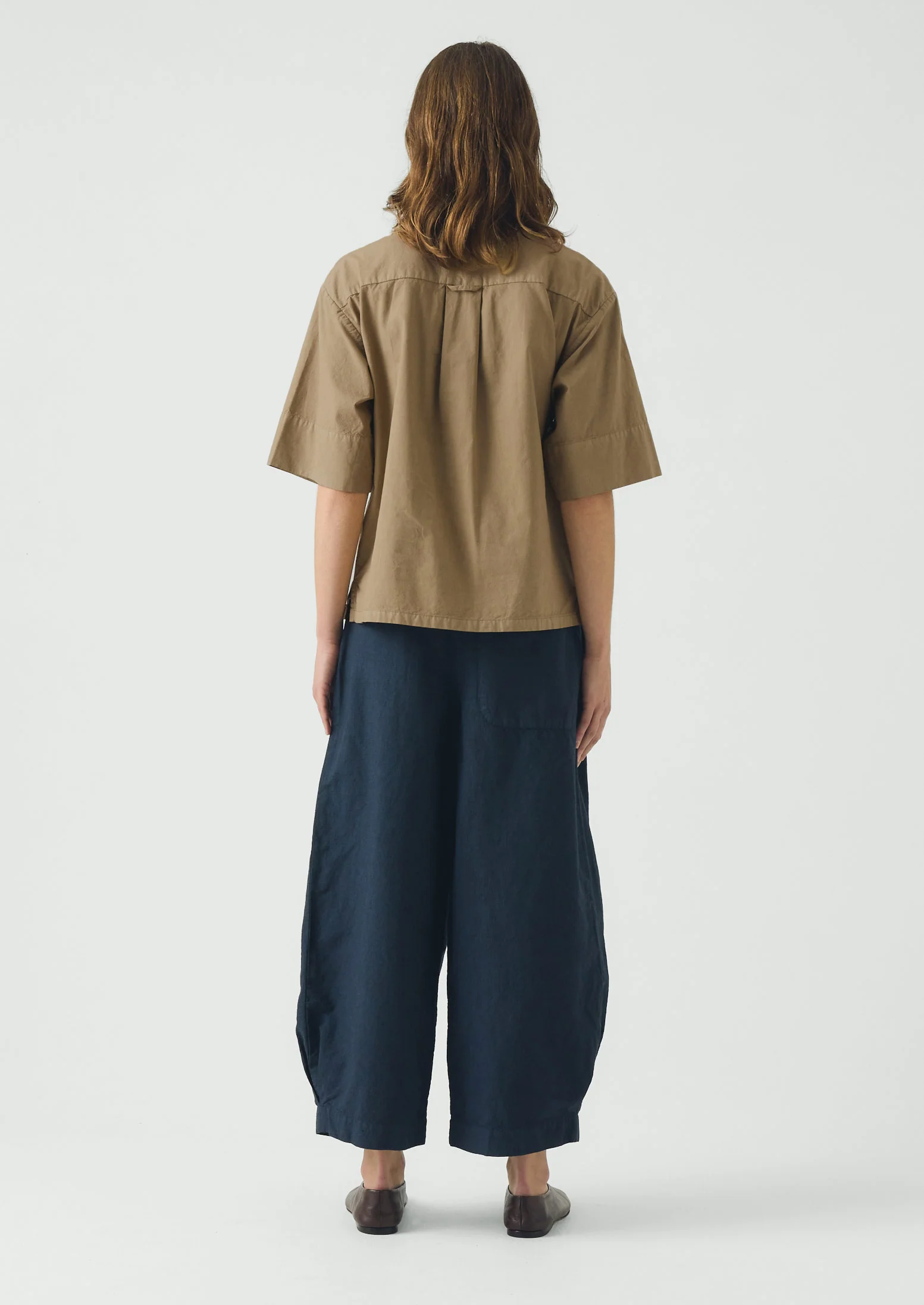 Cotton Linen Poplin Shirt | Ash Brown - Image 4