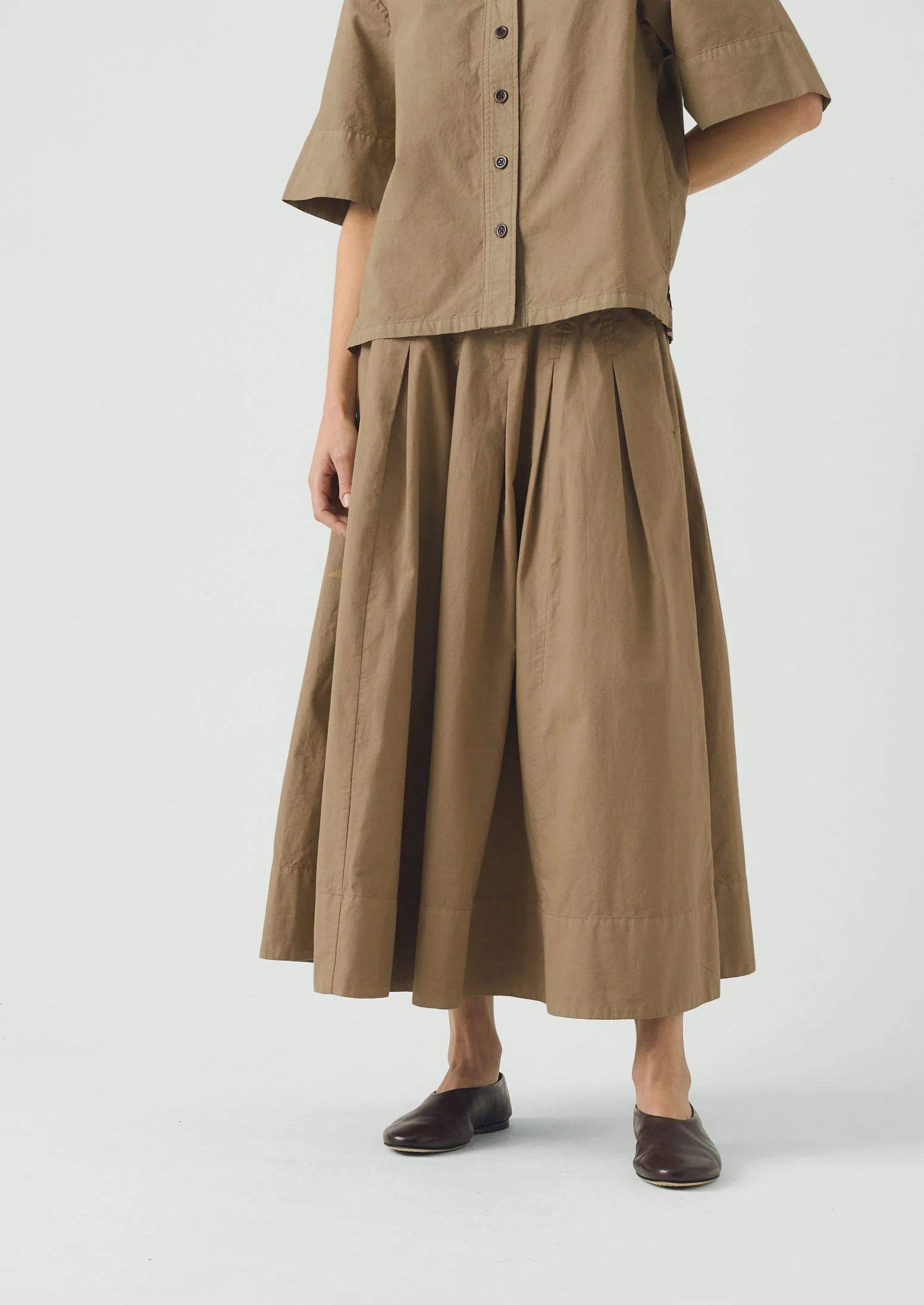 Cotton Linen Poplin Shirt | Ash Brown - Image 5