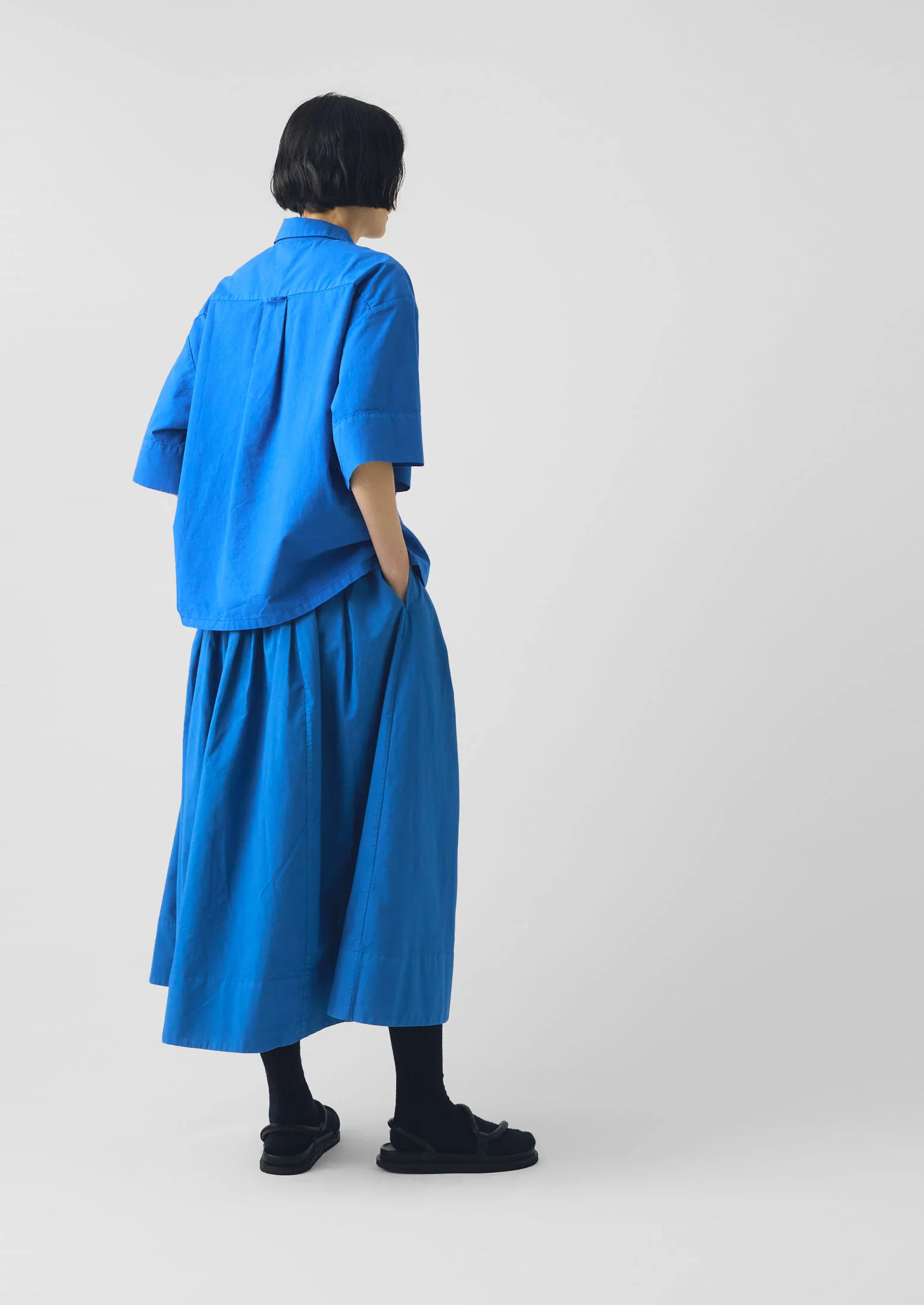Cotton Linen Poplin Shirt | Enamel Blue - Image 5