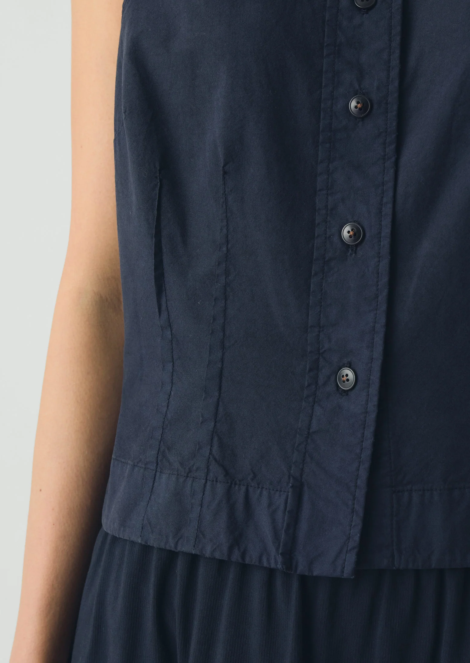 Cotton Linen Poplin Sleeveless Top | Raven Blue - Image 3