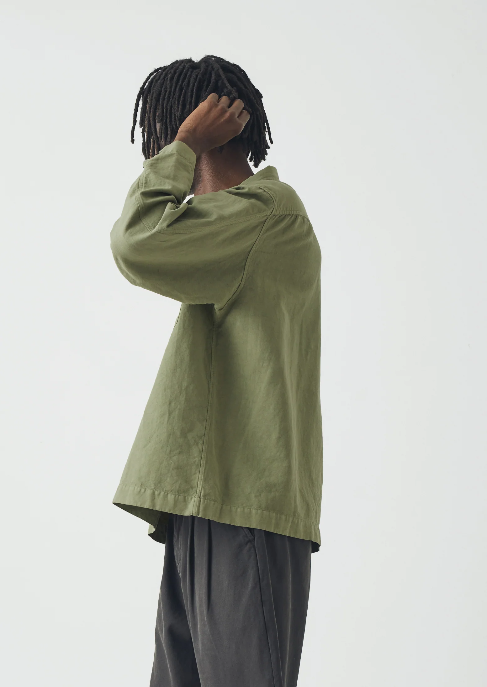 Cotton Linen Pull Over Shirt | Light Sage - Image 3