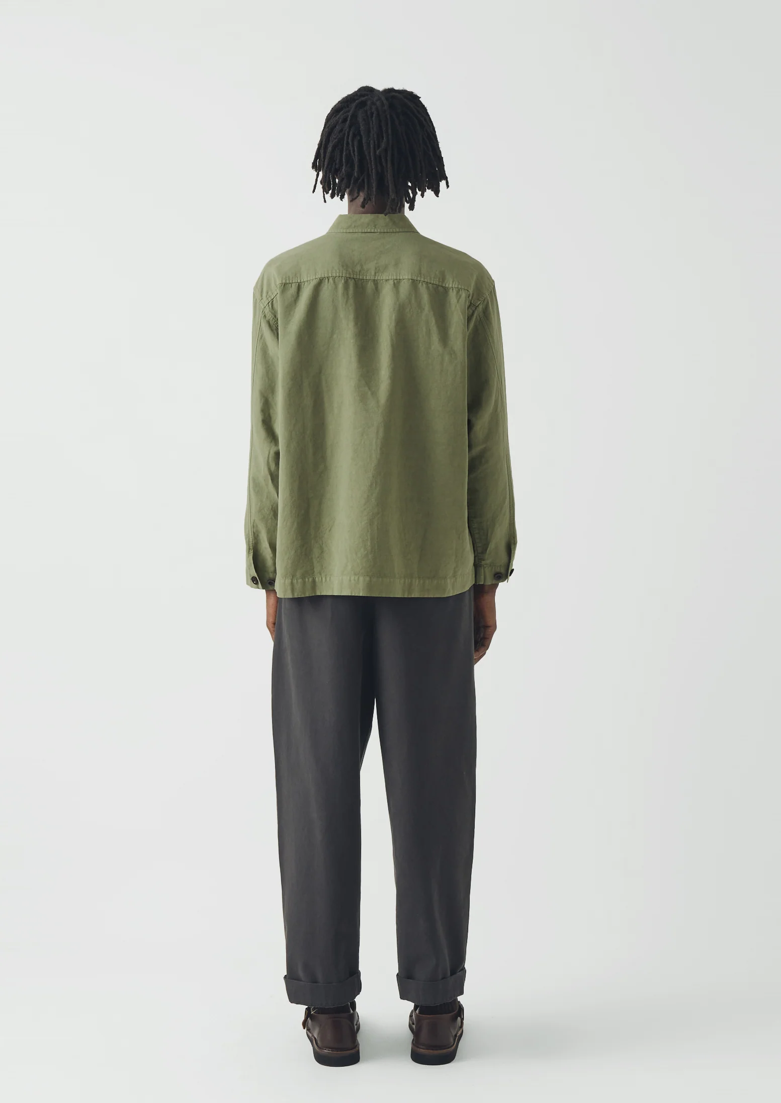 Cotton Linen Pull Over Shirt | Light Sage - Image 4
