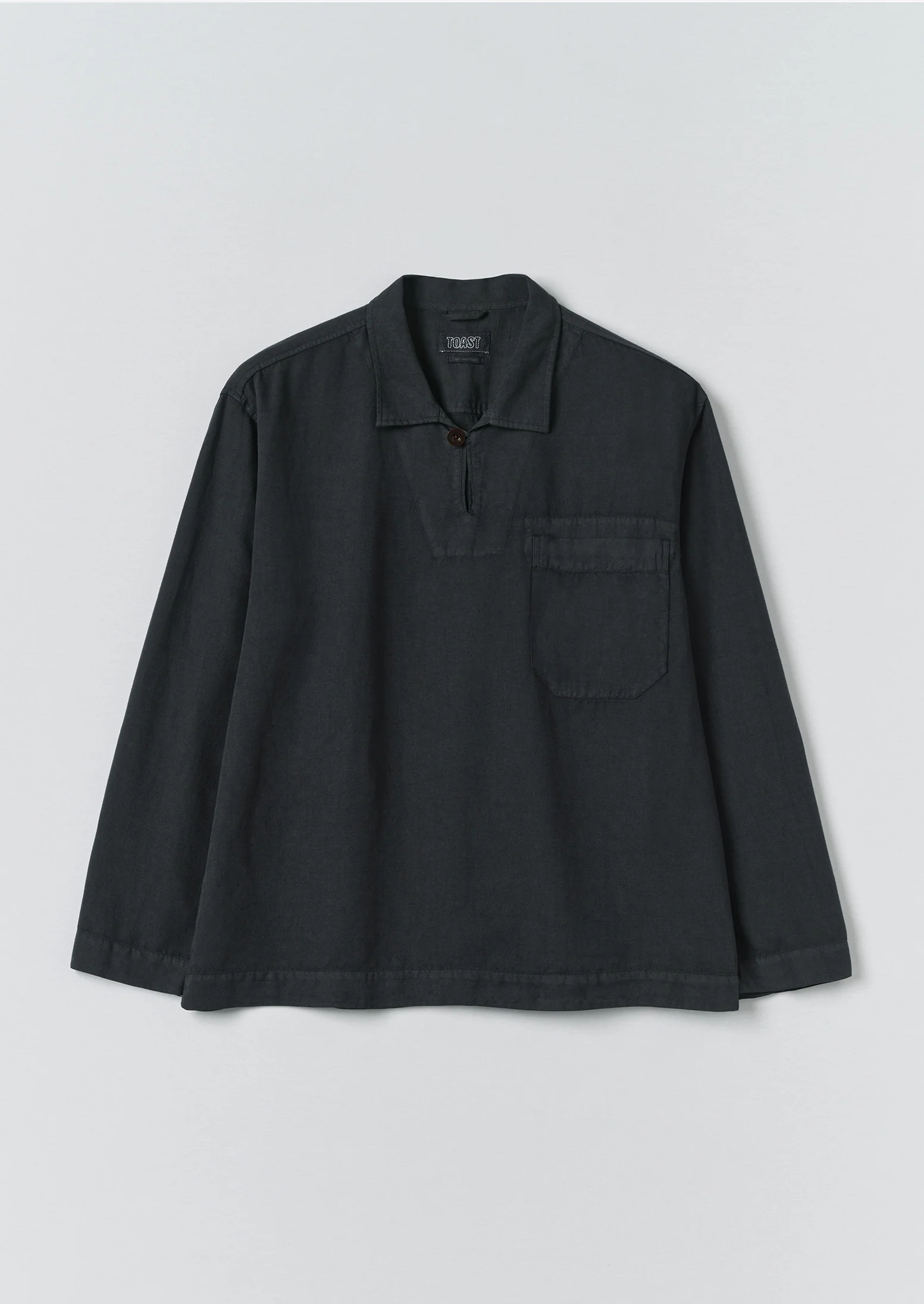 Cotton Linen Pull Over Shirt | Washed Black