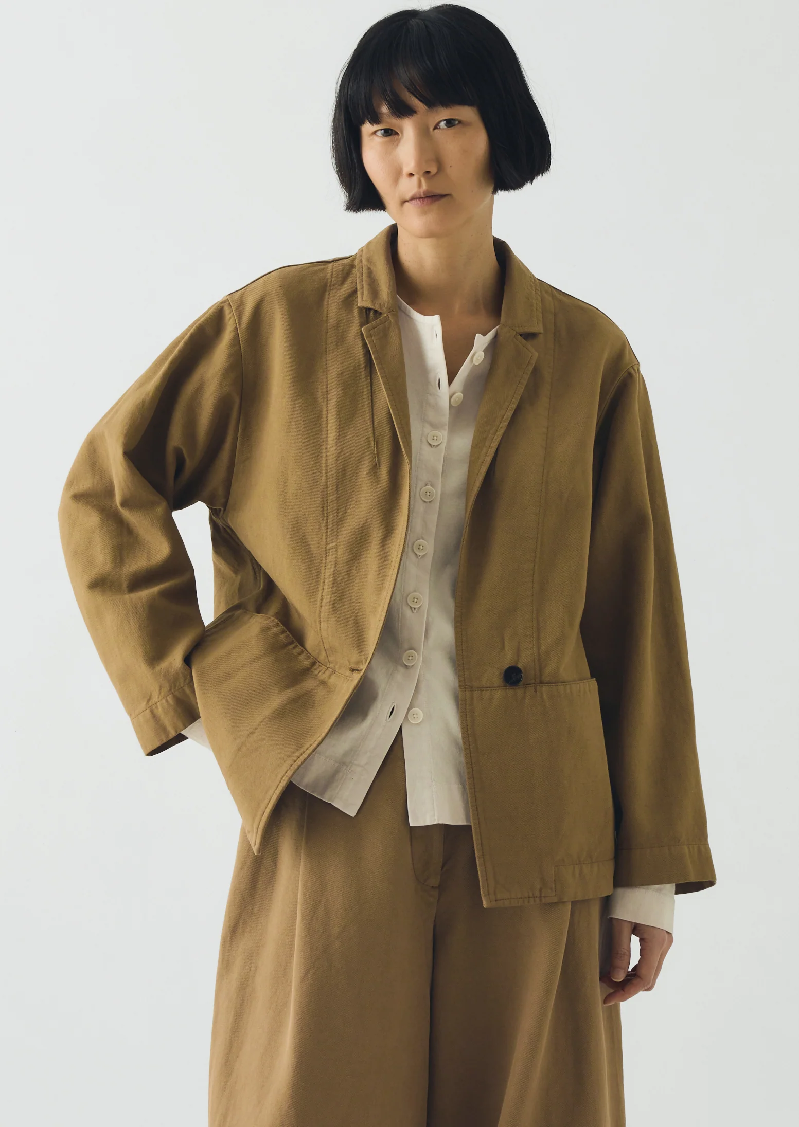 Cotton Linen Twill Jacket | Warm Sand - Image 2