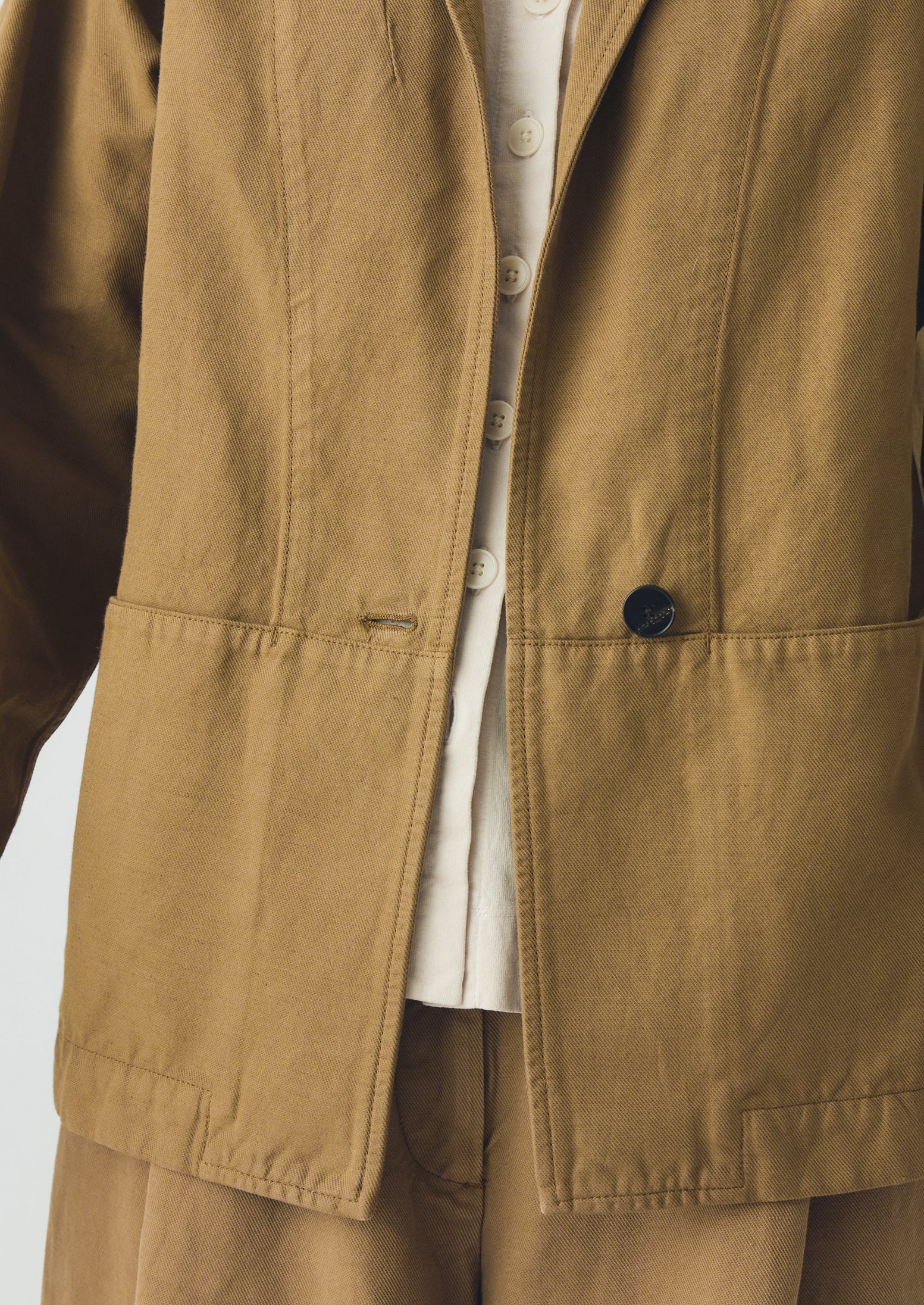 Cotton Linen Twill Jacket | Warm Sand - Image 3