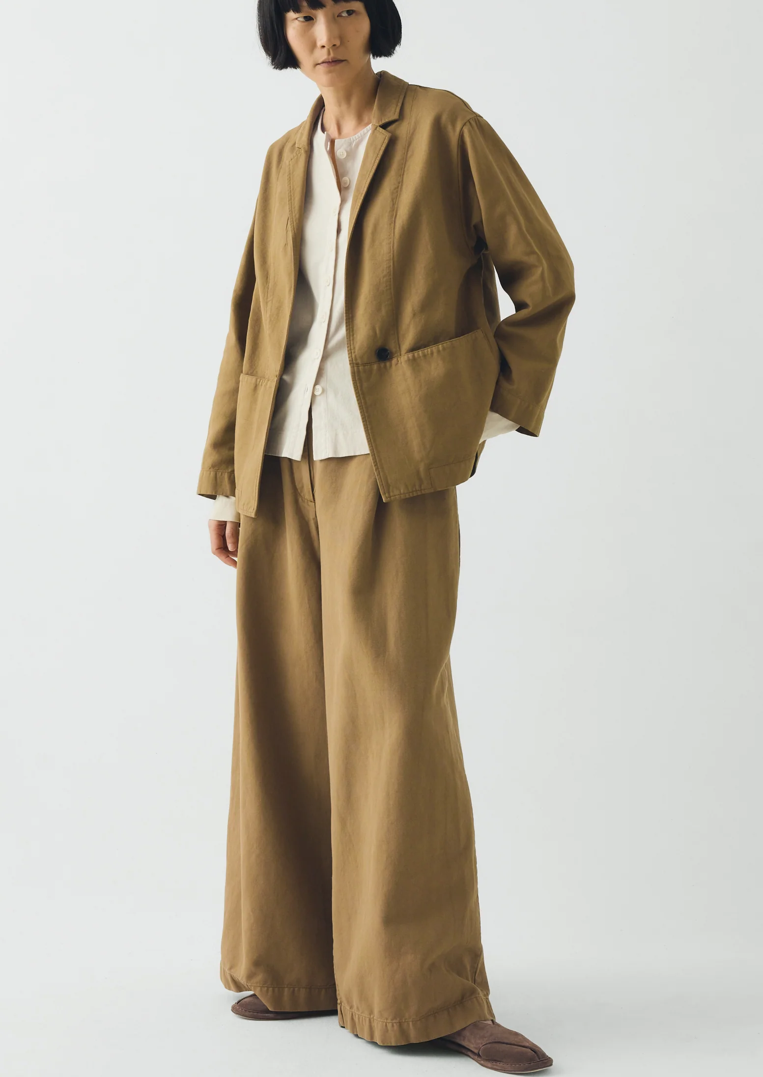 Cotton Linen Twill Jacket | Warm Sand - Image 5