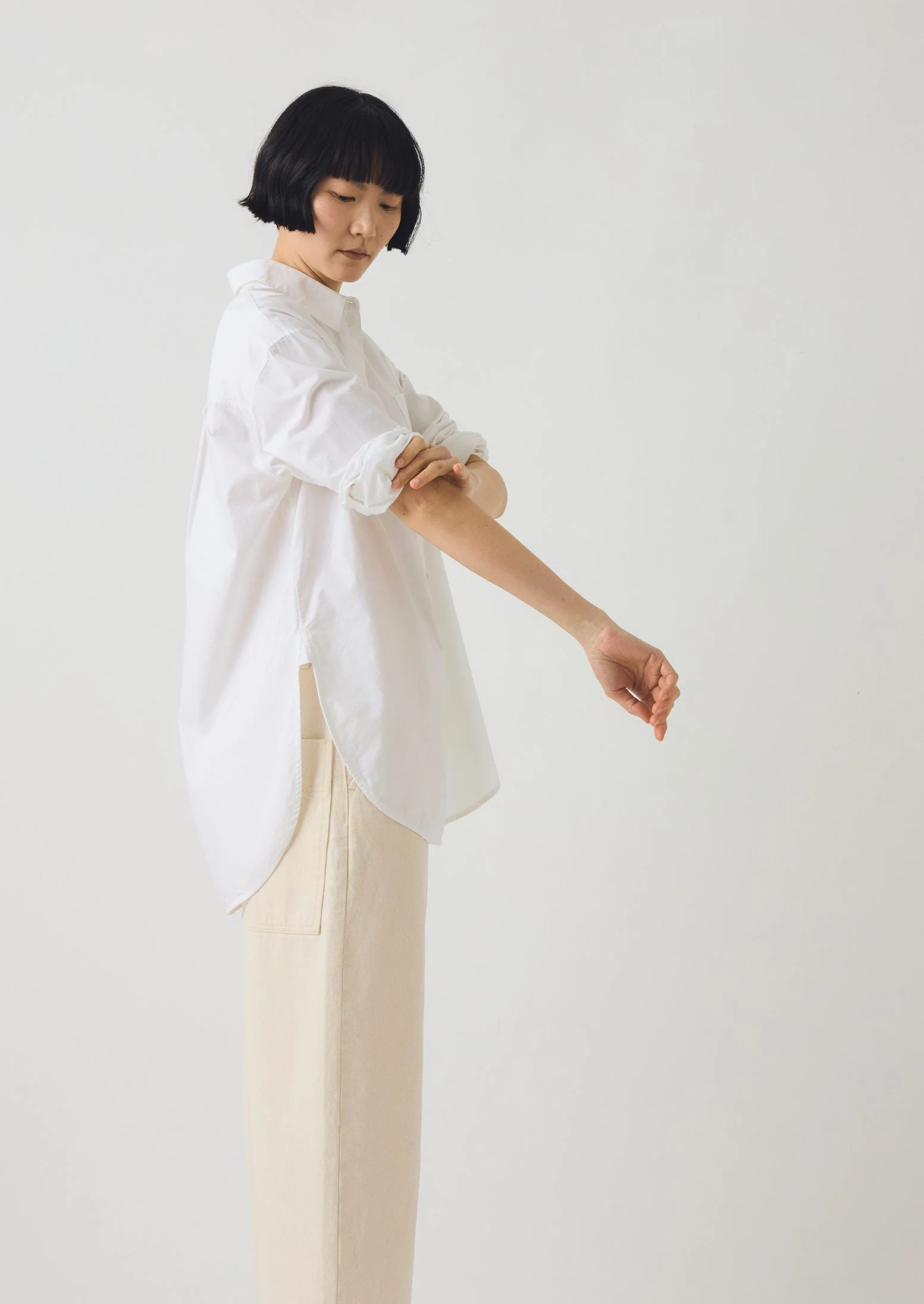 Cotton Oxford Oversized Long Shirt | White - Image 3