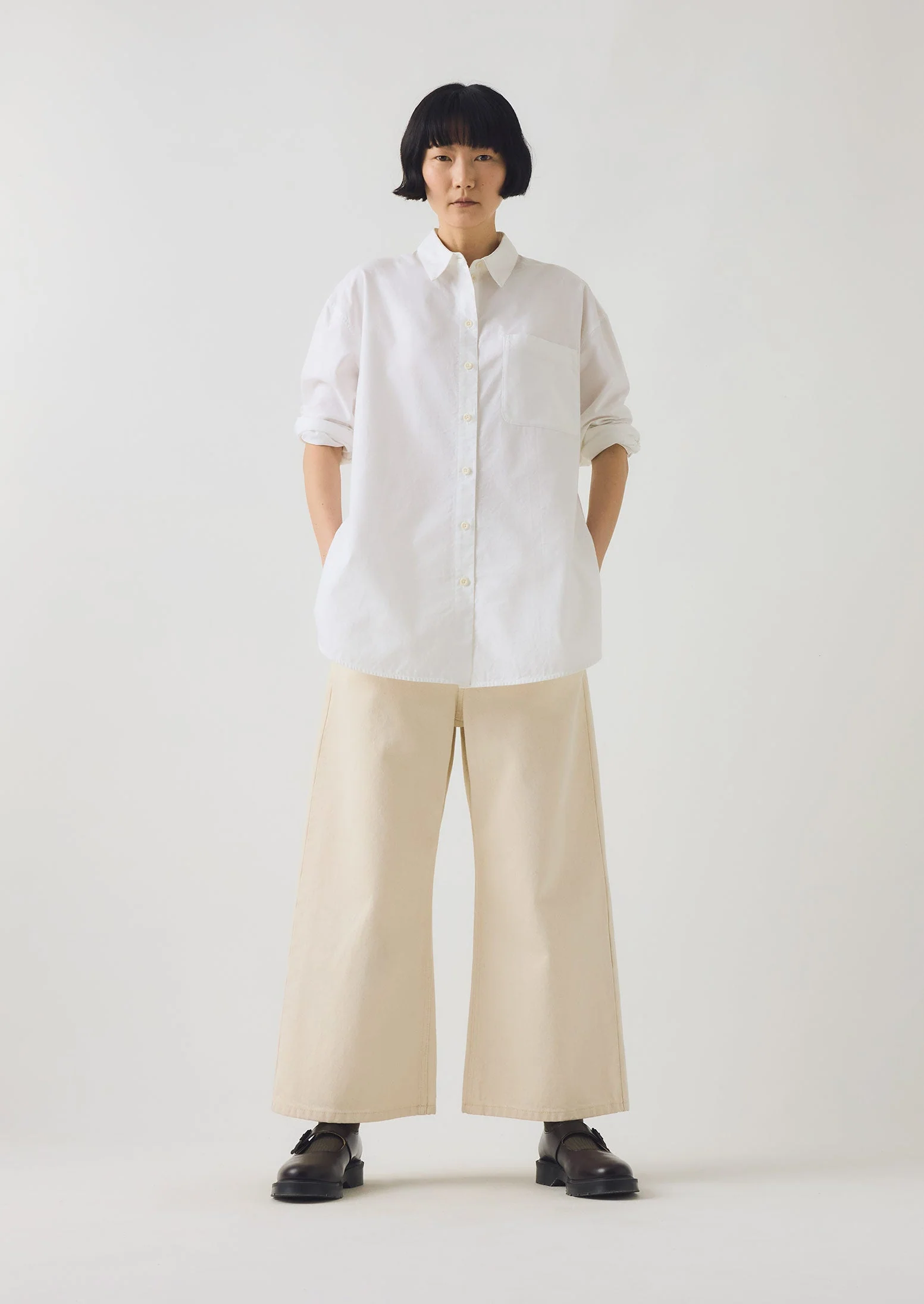 Cotton Oxford Oversized Long Shirt | White - Image 4