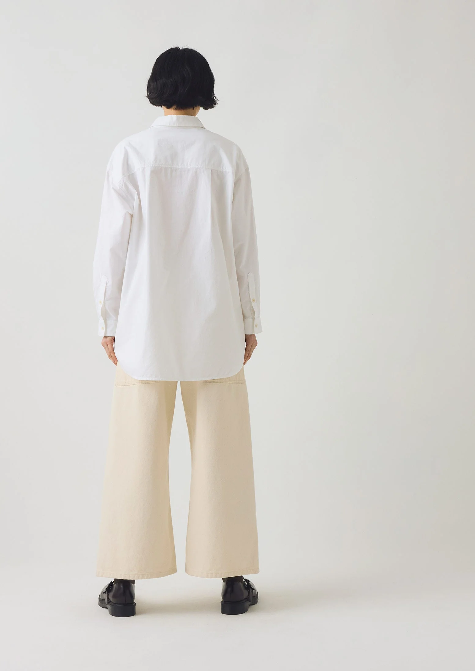 Cotton Oxford Oversized Long Shirt | White - Image 5