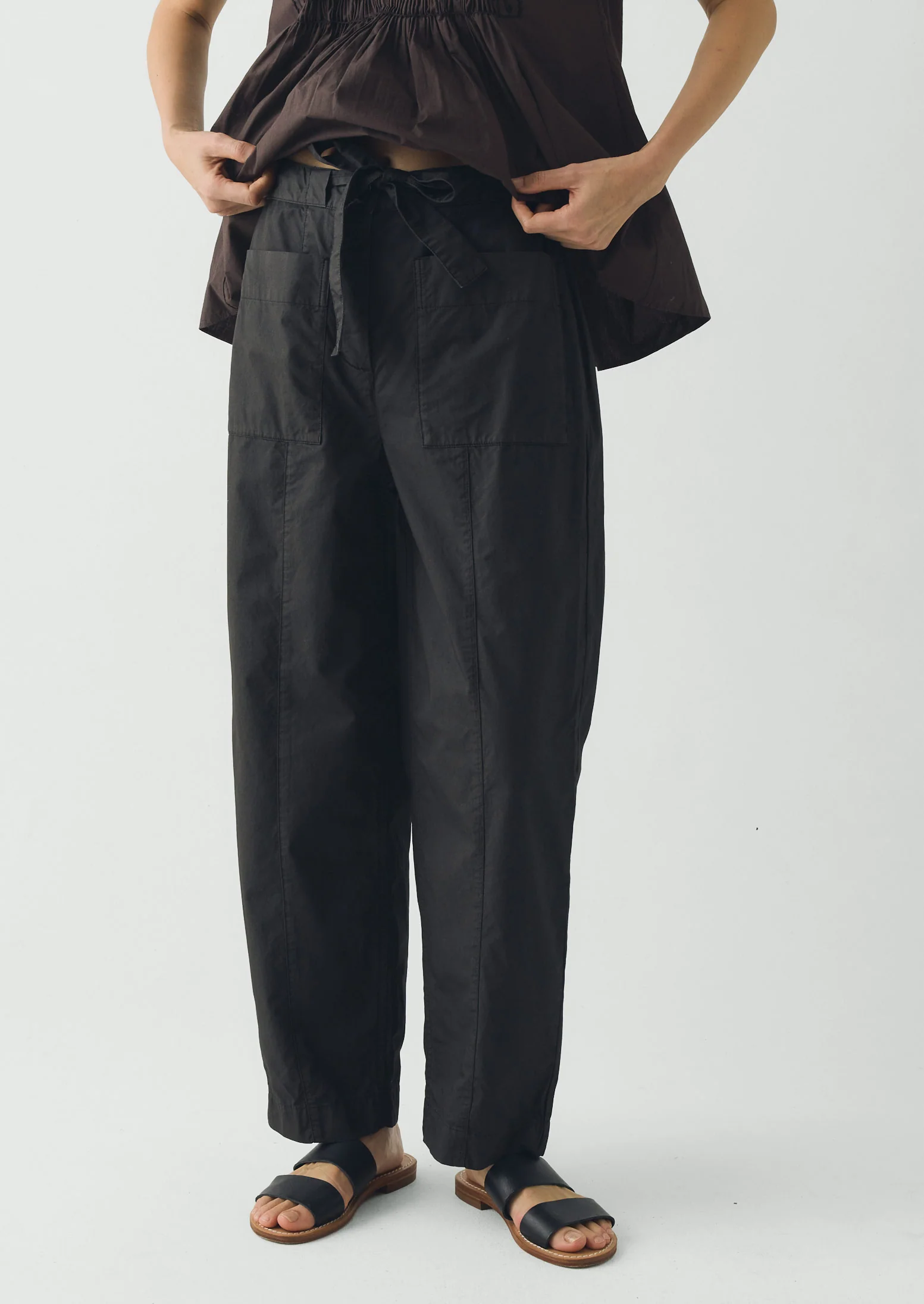 Cotton Twill Belted Trousers | Smoke - Image 2