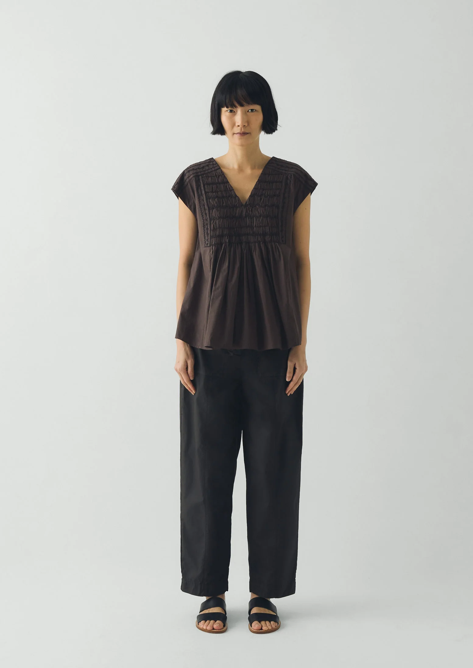 Cotton Twill Belted Trousers | Smoke - Image 3