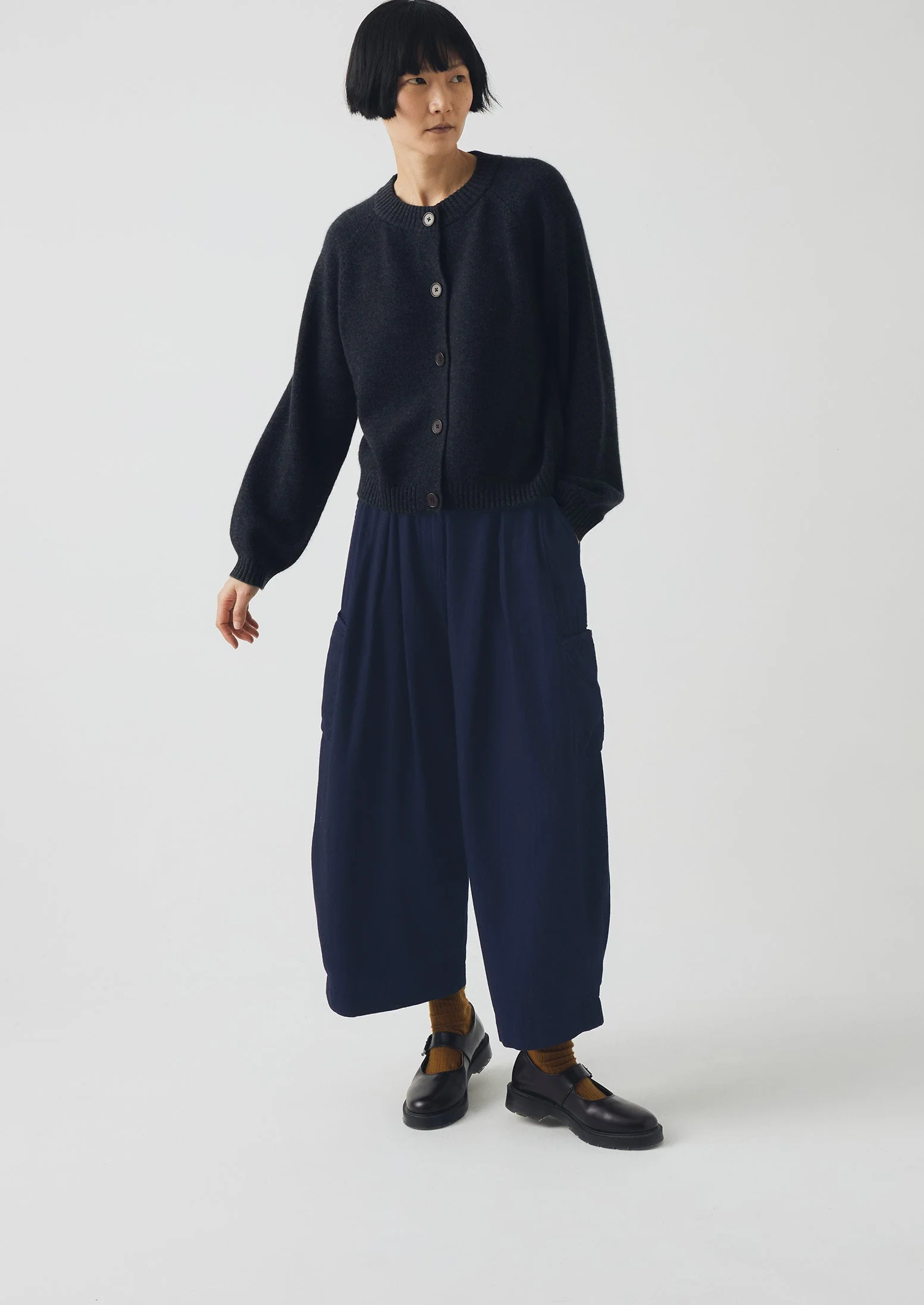 Cotton Twill Wide Leg Trousers | Indigo - Image 2