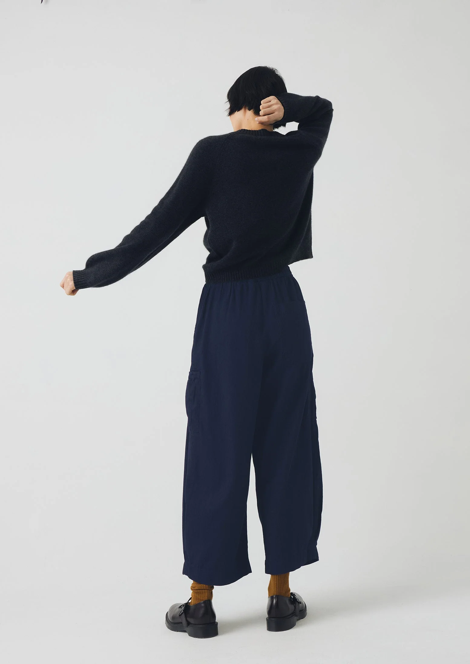 Cotton Twill Wide Leg Trousers | Indigo - Image 3