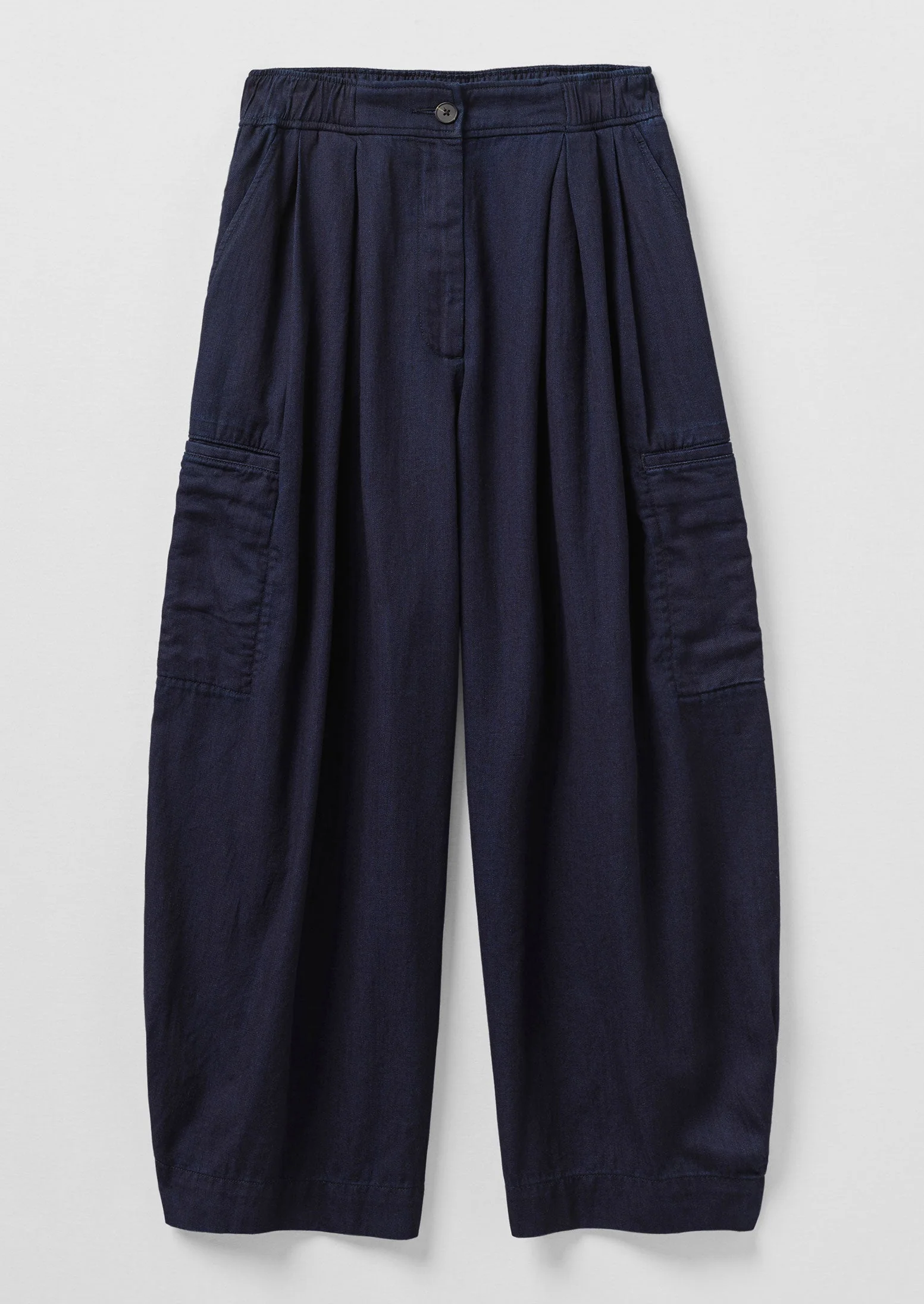 Cotton Twill Wide Leg Trousers | Indigo - Image 5