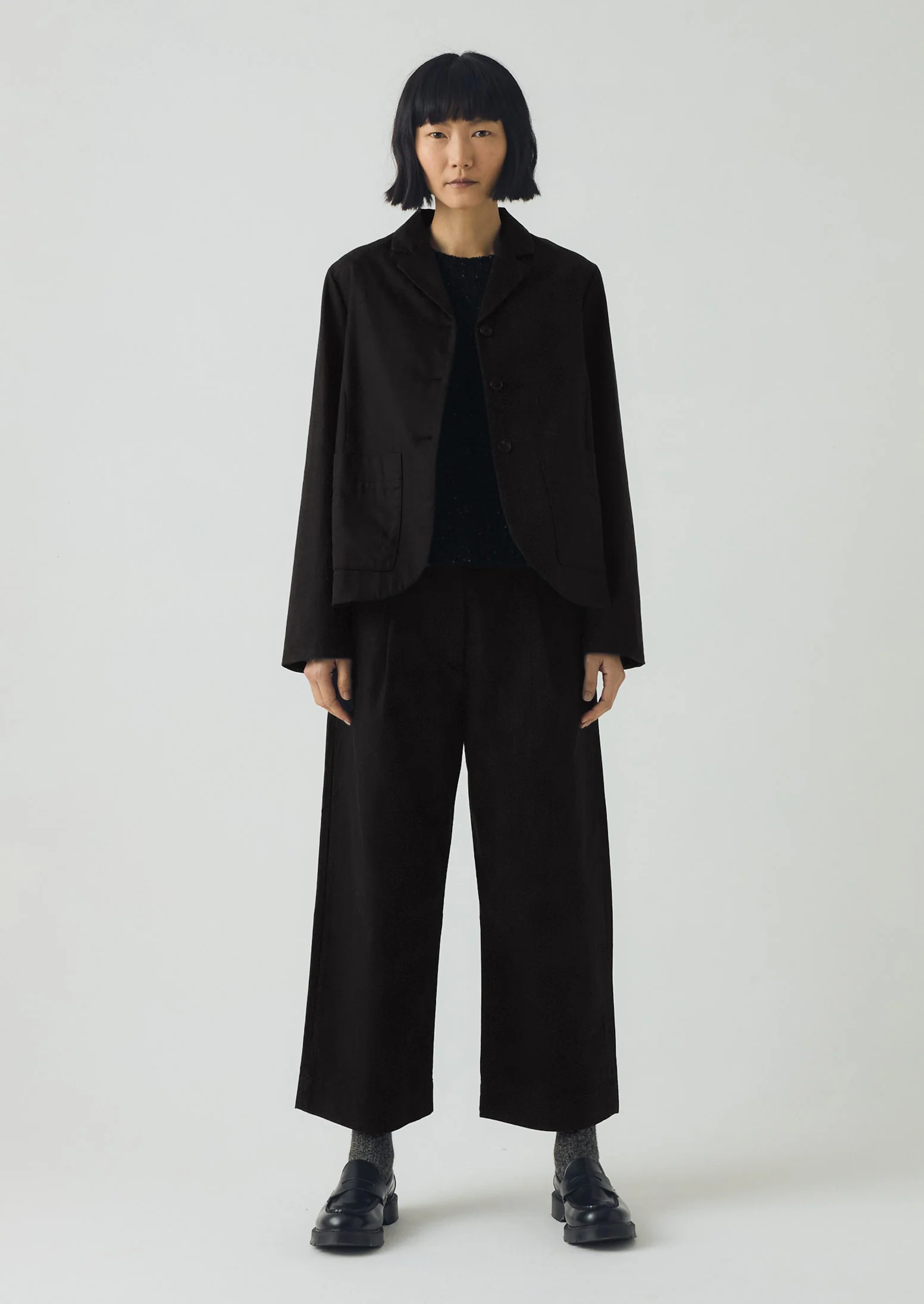 Cotton Wool Herringbone Jacket | Black - Image 5