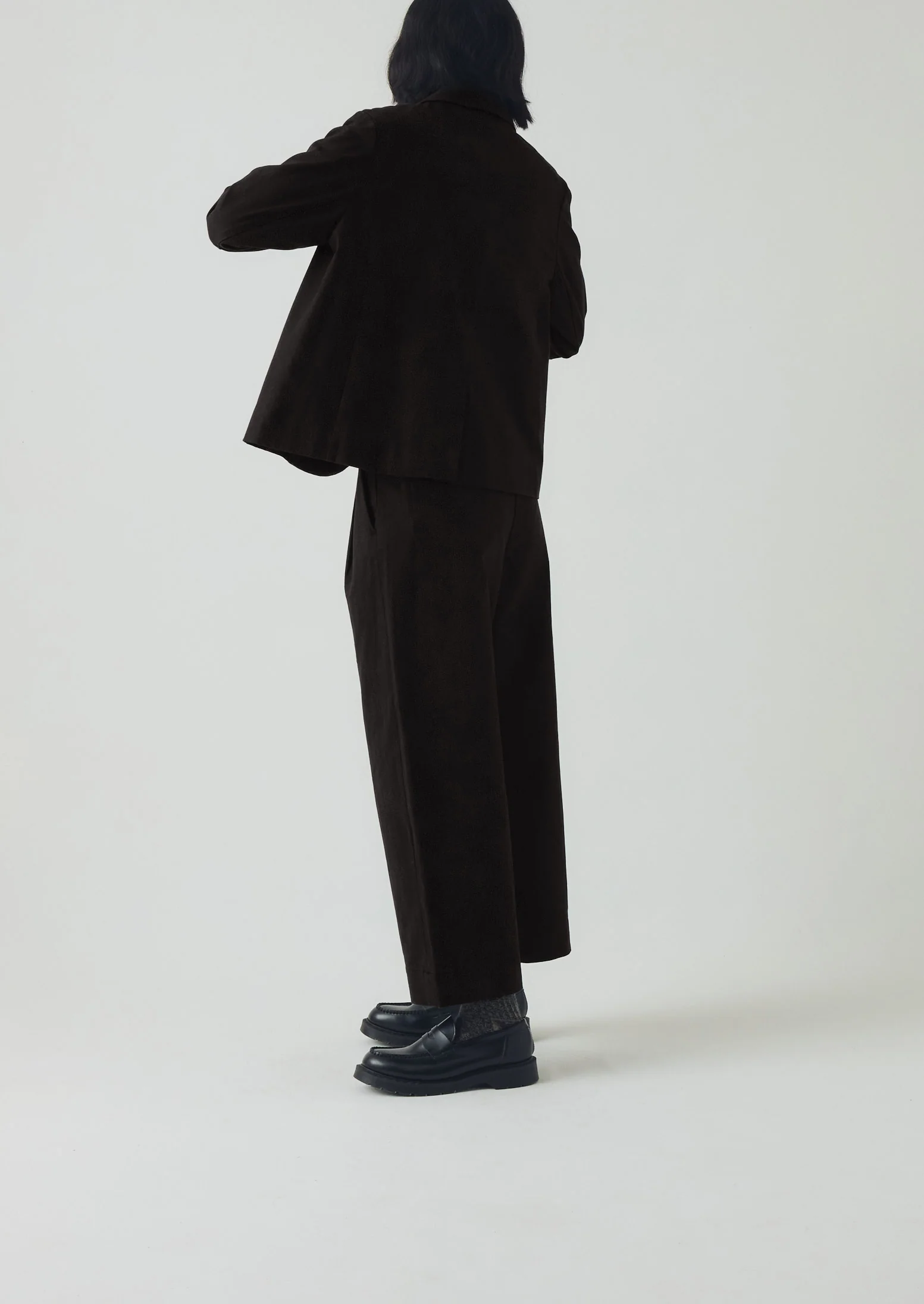 Cotton Wool Herringbone Jacket | Black - Image 6