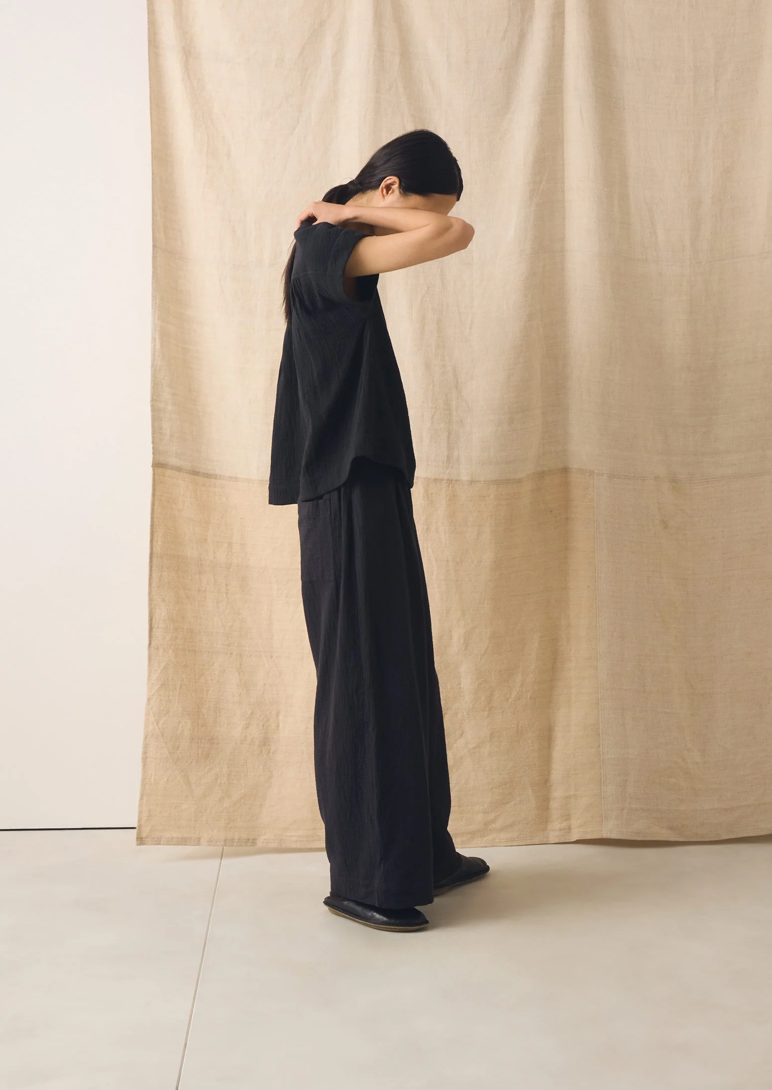Crinkle Cotton Gauze Top | Blackberry - Image 4