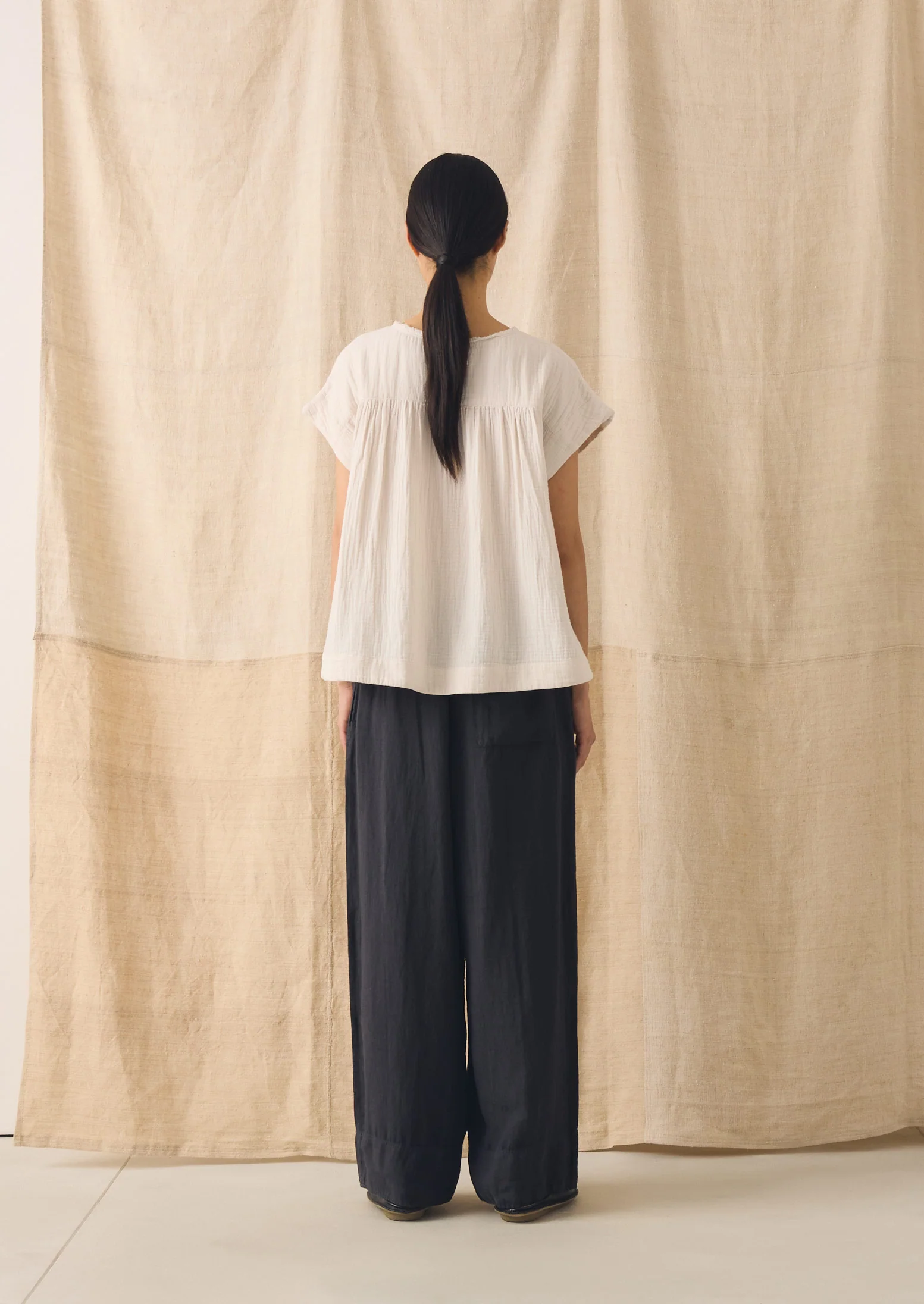 Crinkle Cotton Gauze Top | Oat - Image 4