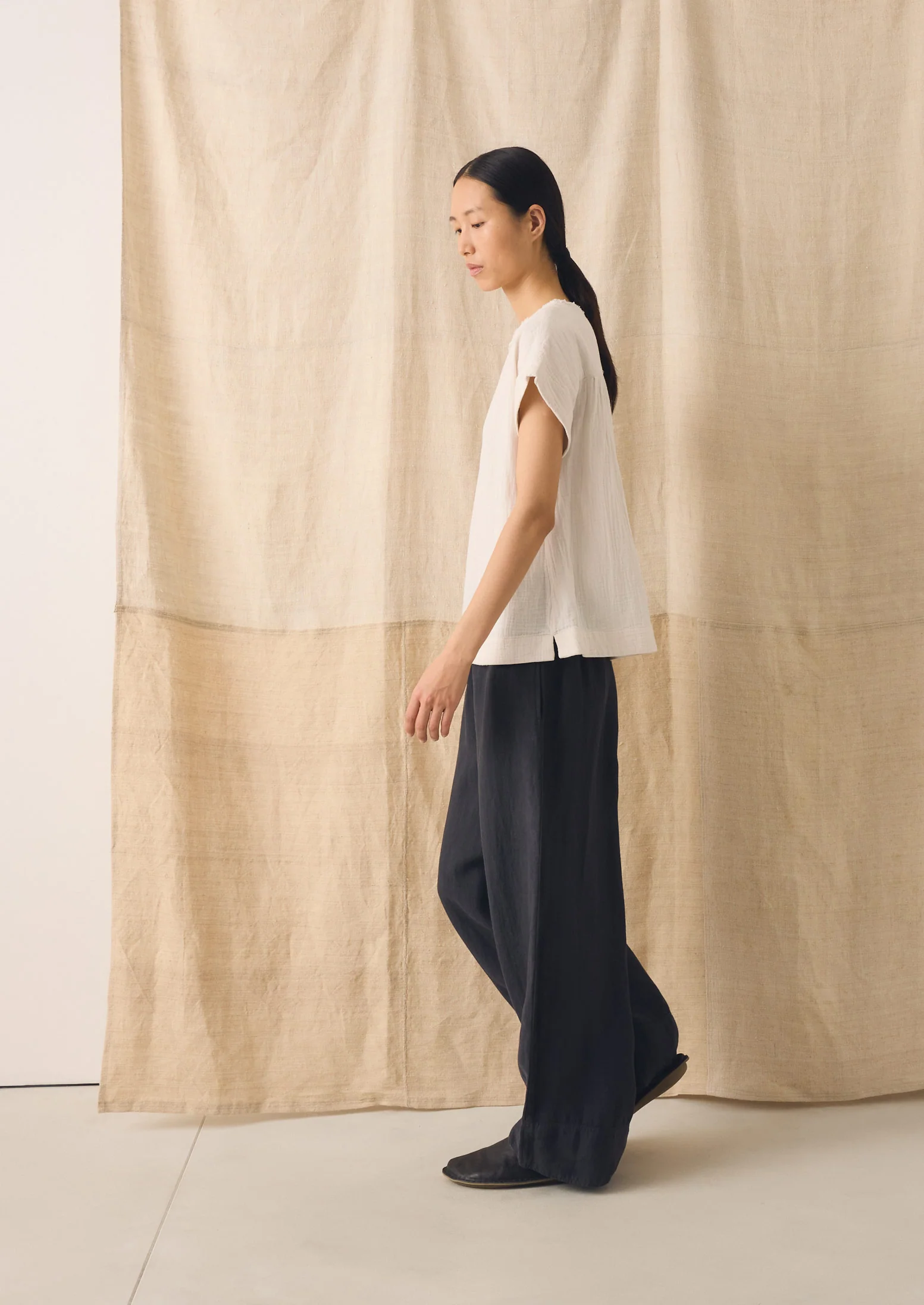 Crinkle Cotton Gauze Top | Oat - Image 5